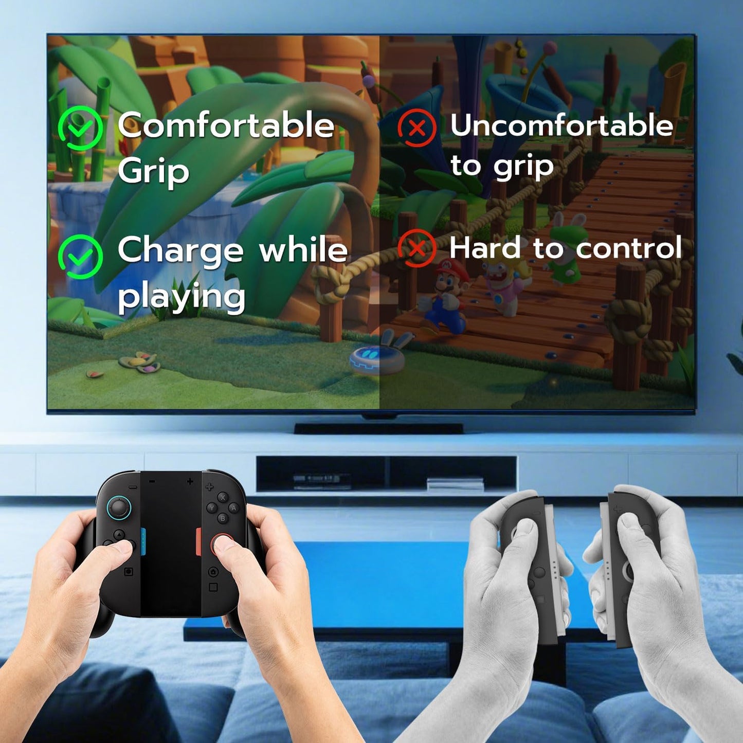 DOBE Black Charging Controllers Grip for Nintendo Switch 2 Joy-Cons Size NEW