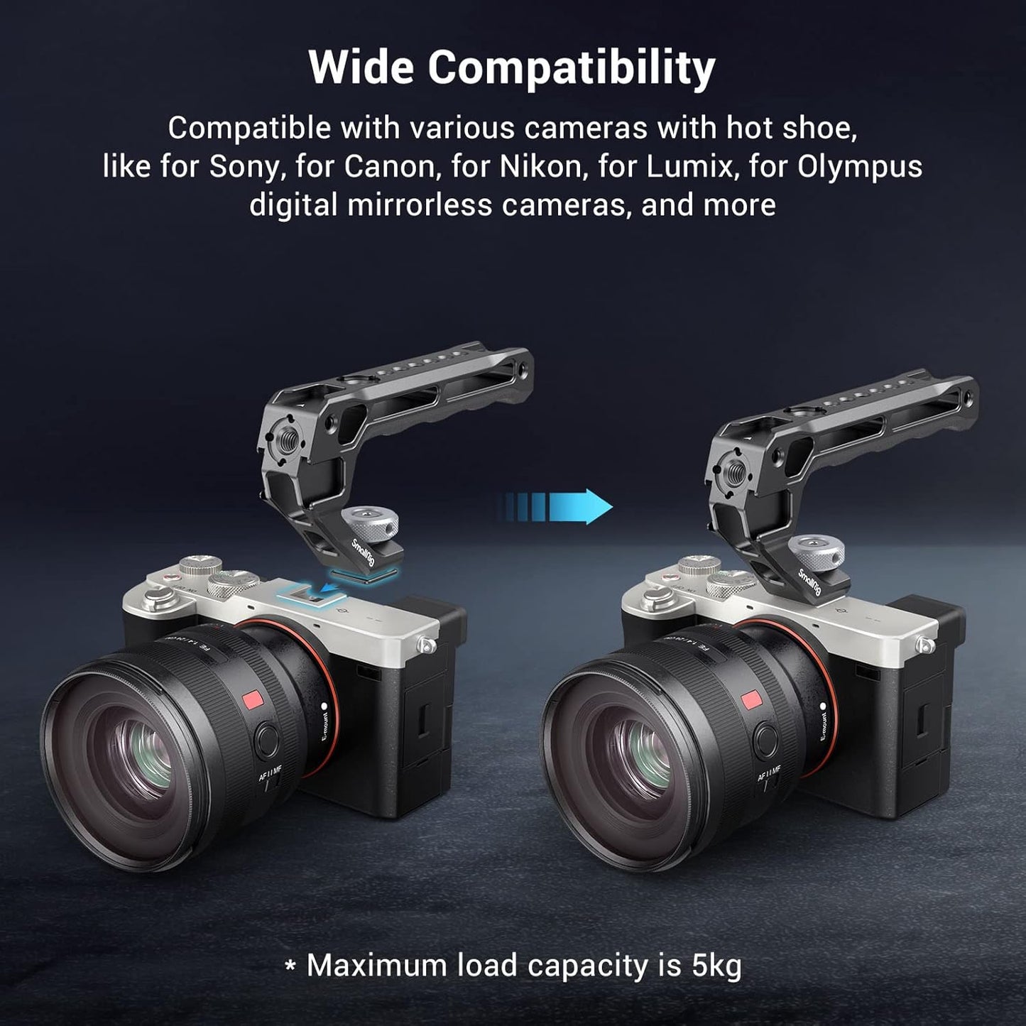 SMALLRIG Handheld Stabiliser with Cold Shoe Grip for Camera Cage Universal NEW