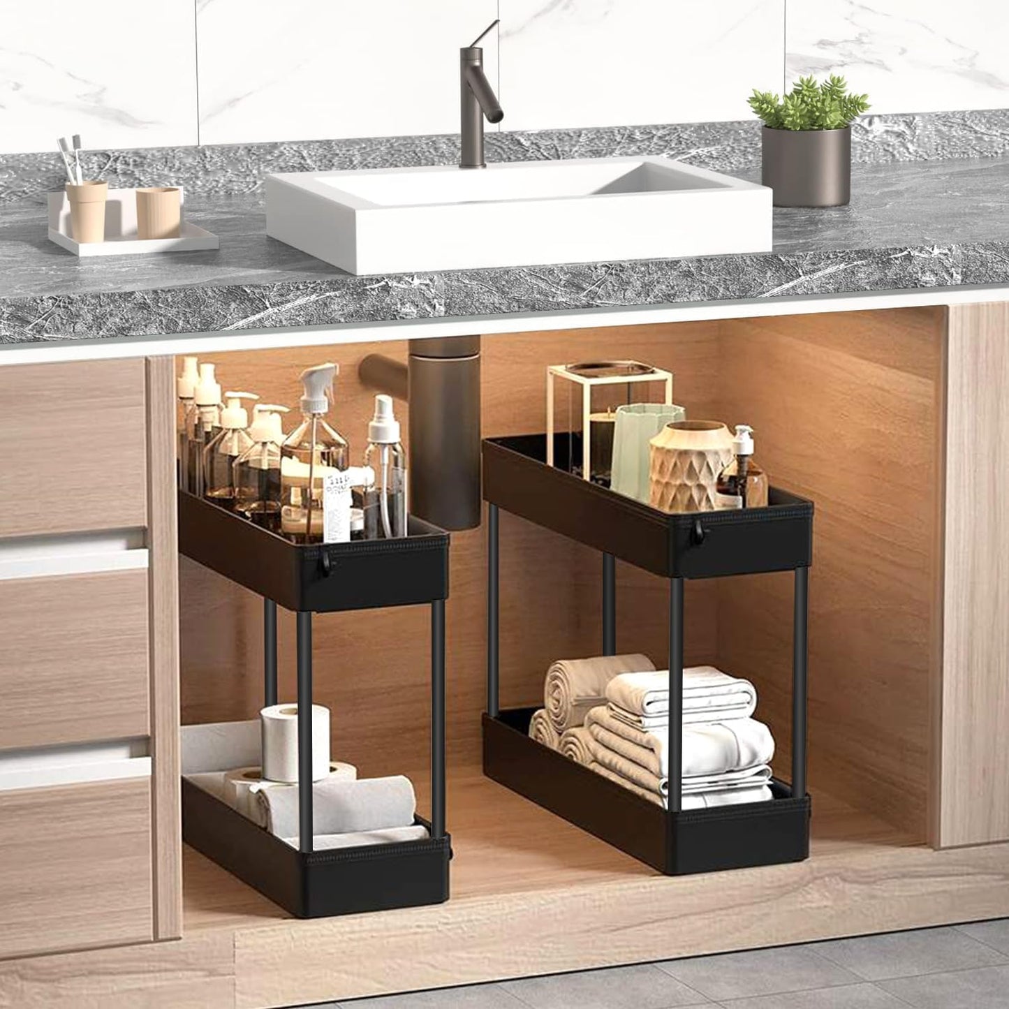 4-Tier Black Rolling Storage Cart with Wheels - Bathroom Organizer Trolley DEMO