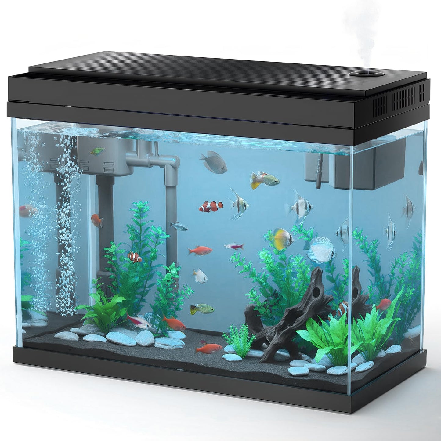 HOOMFIT 2.1 Aquariums Gallon Aquarium Kit with 7-Color LED Lighting, Black DEMO