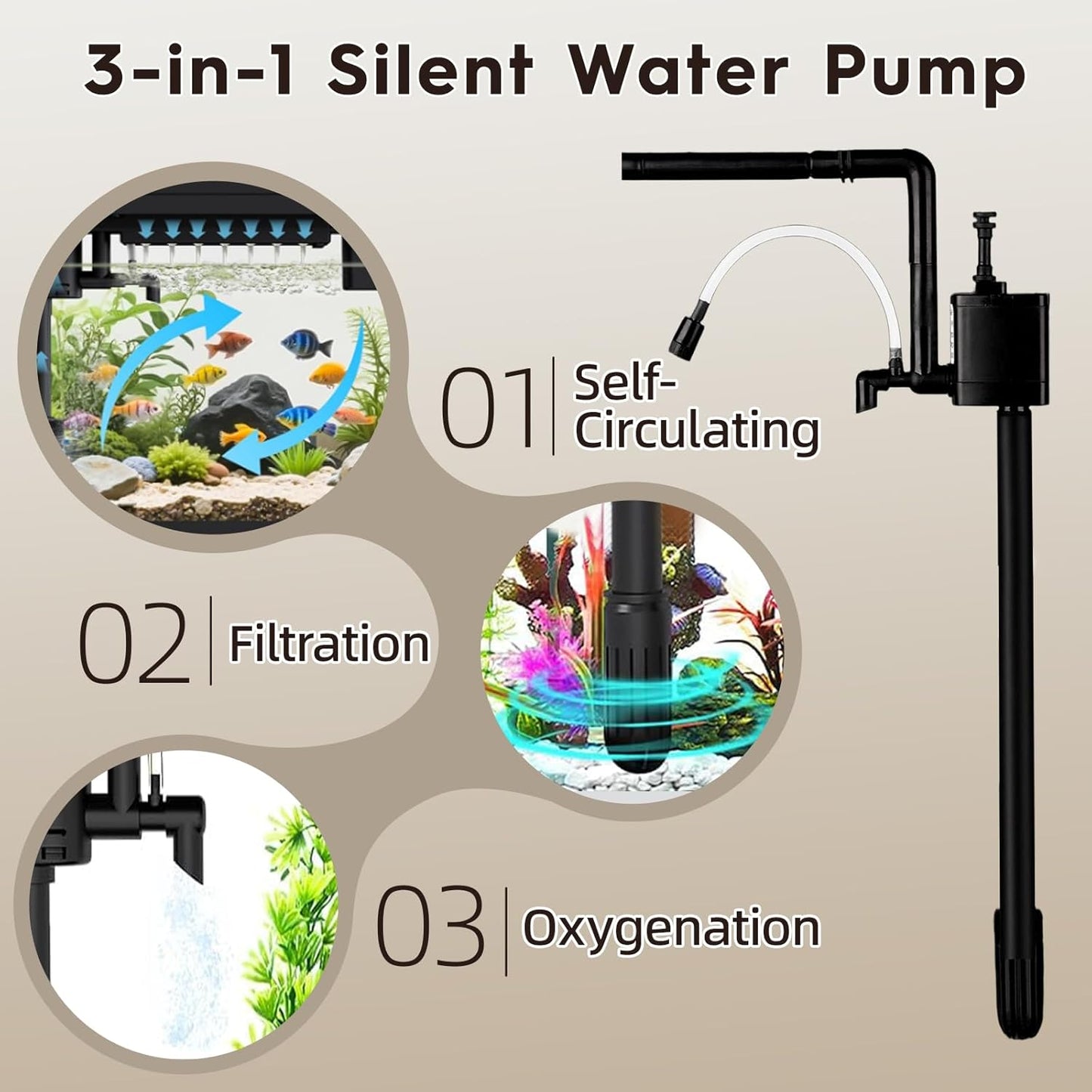 HOOMFIT 2.1 Aquariums Gallon Aquarium Kit with 7-Color LED Lighting, Black DEMO