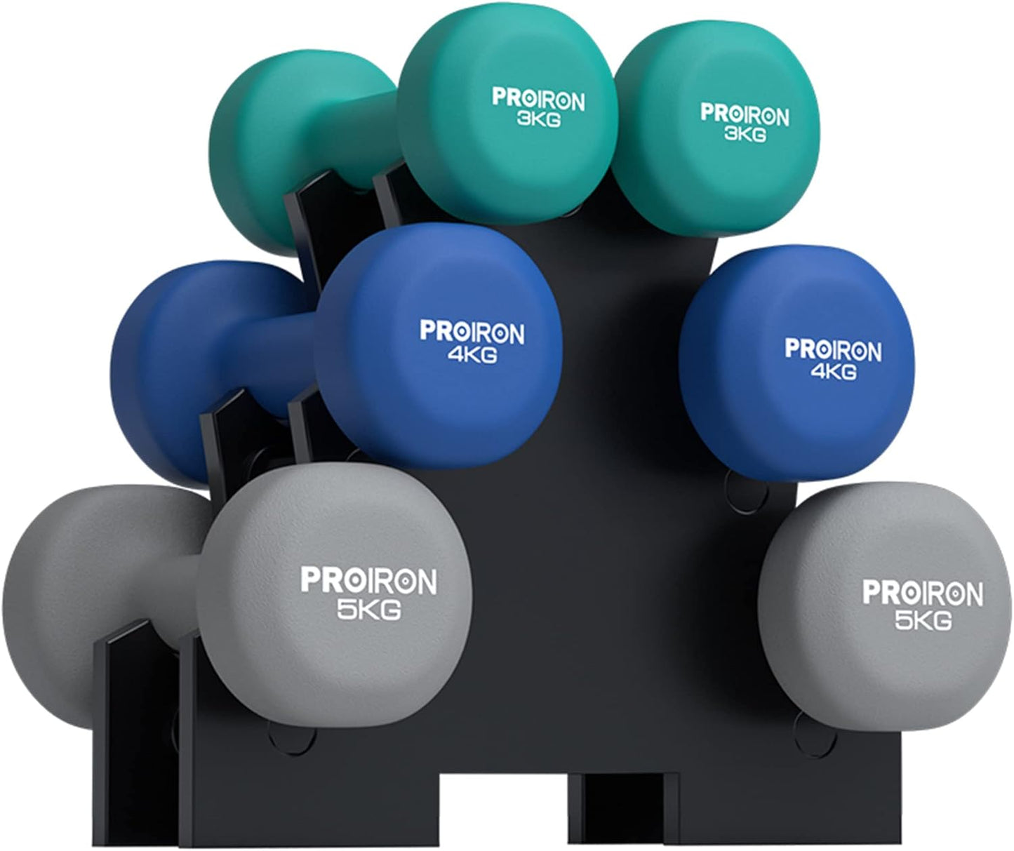 PROIRON 3-Level Dumbbells Dumbbell Holder Stand Organizer - Black Plastic DEMO