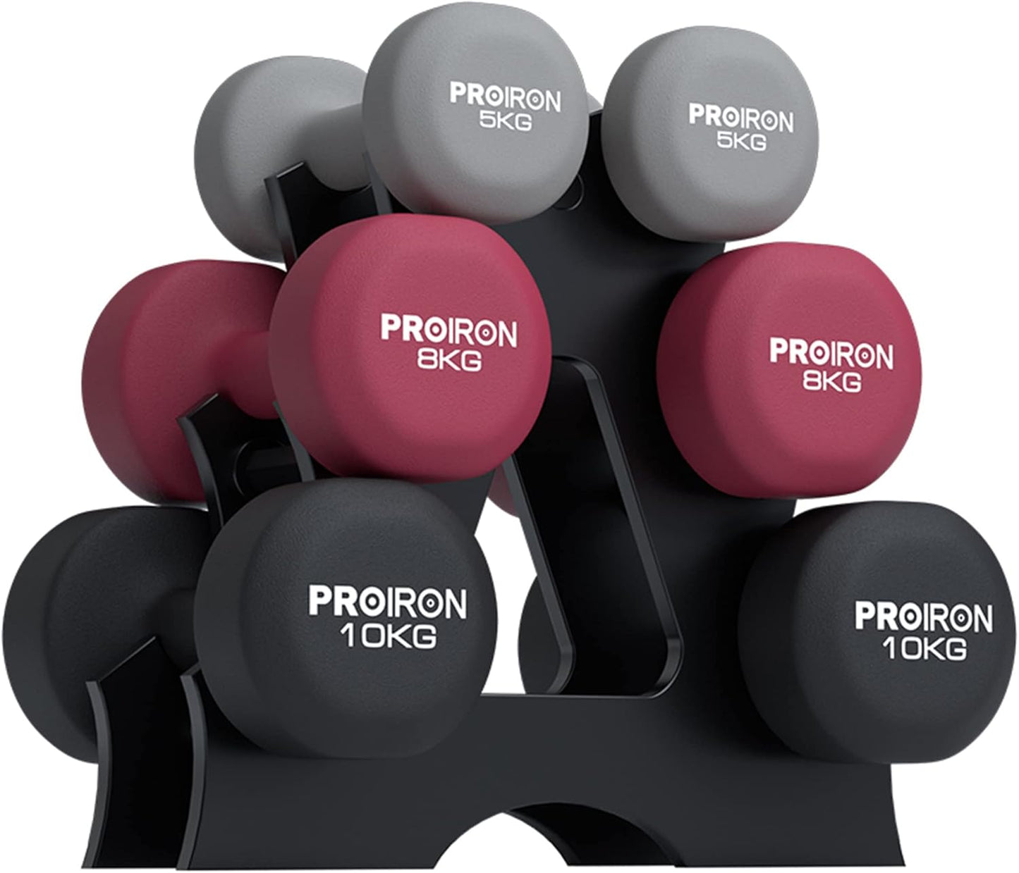 PROIRON 3-Level Dumbbells Dumbbell Holder Stand Organizer - Black Plastic DEMO