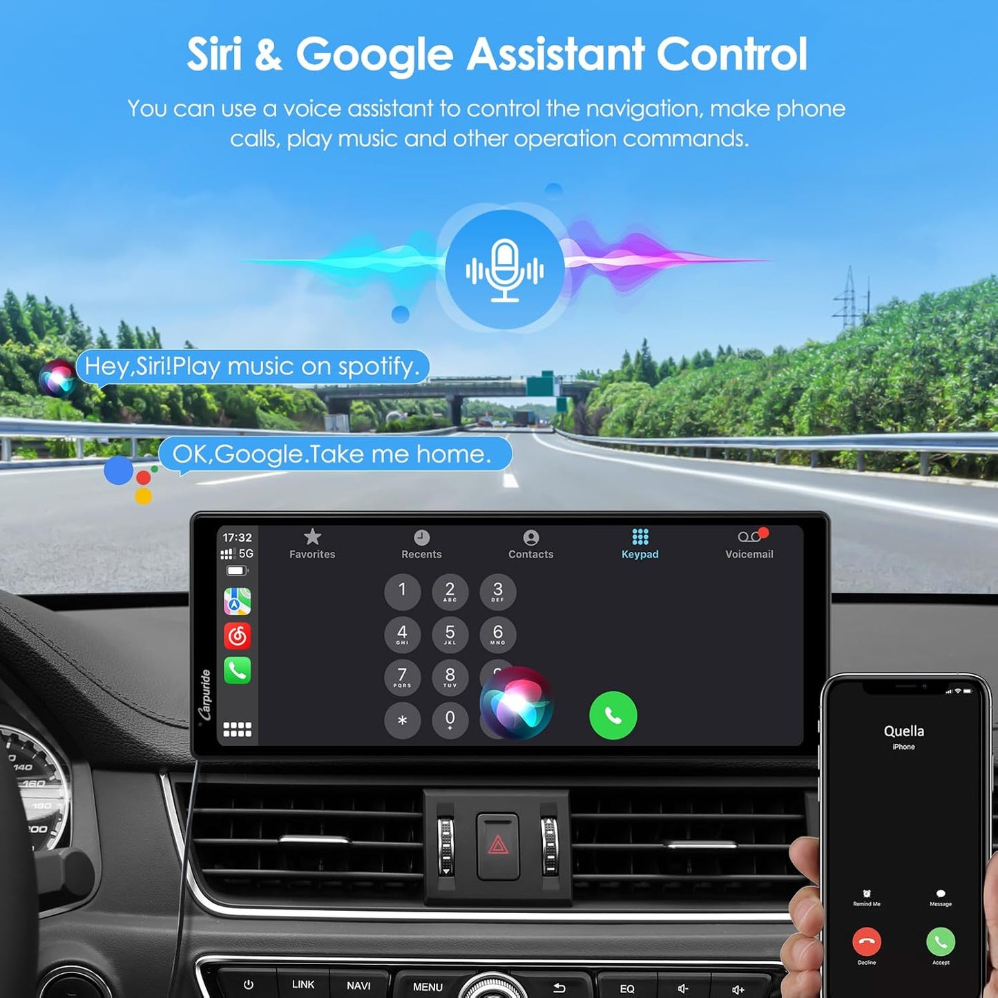CARPURIDE 10.26" Wireless/Wired Apple CarPlay Android Auto Mirror Link NEW