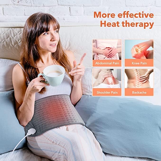 Adjustable Electric Heating Pad for Back Pain Relief - Ultra Soft Grey NEW