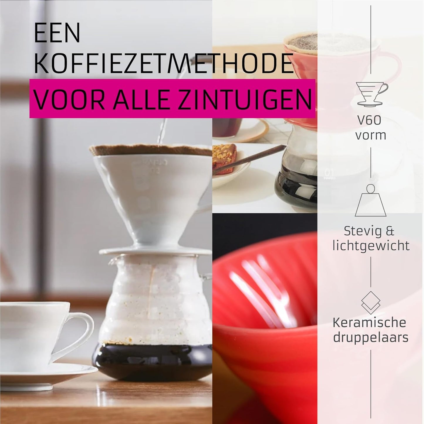 HARIO V60 Transparent Ceramic Coffee Dripper, Red, Pour Over Maker NEW