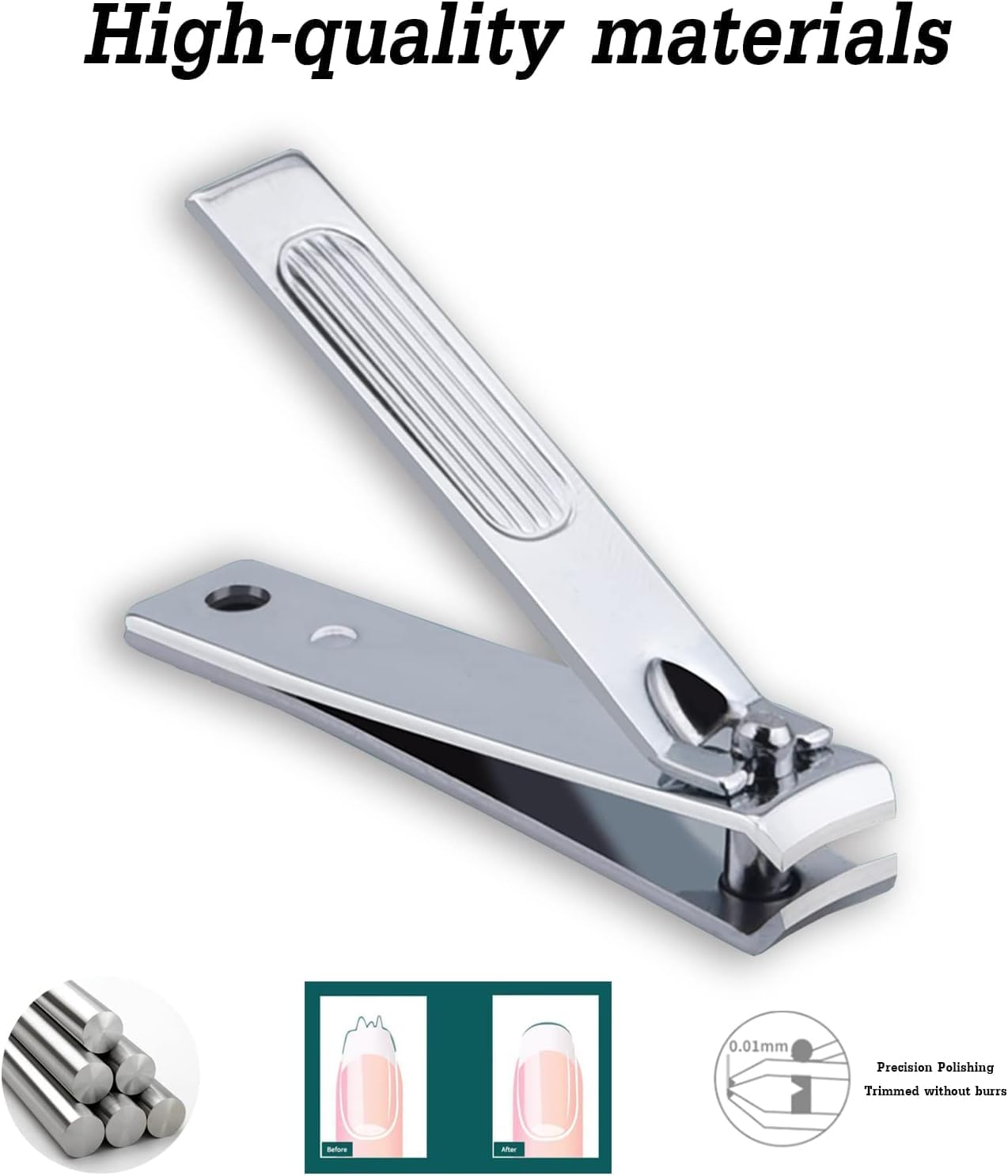 Stainless Steel Fingernail Clippers Set of 6 Toenail Clipper Beige & Silver NEW