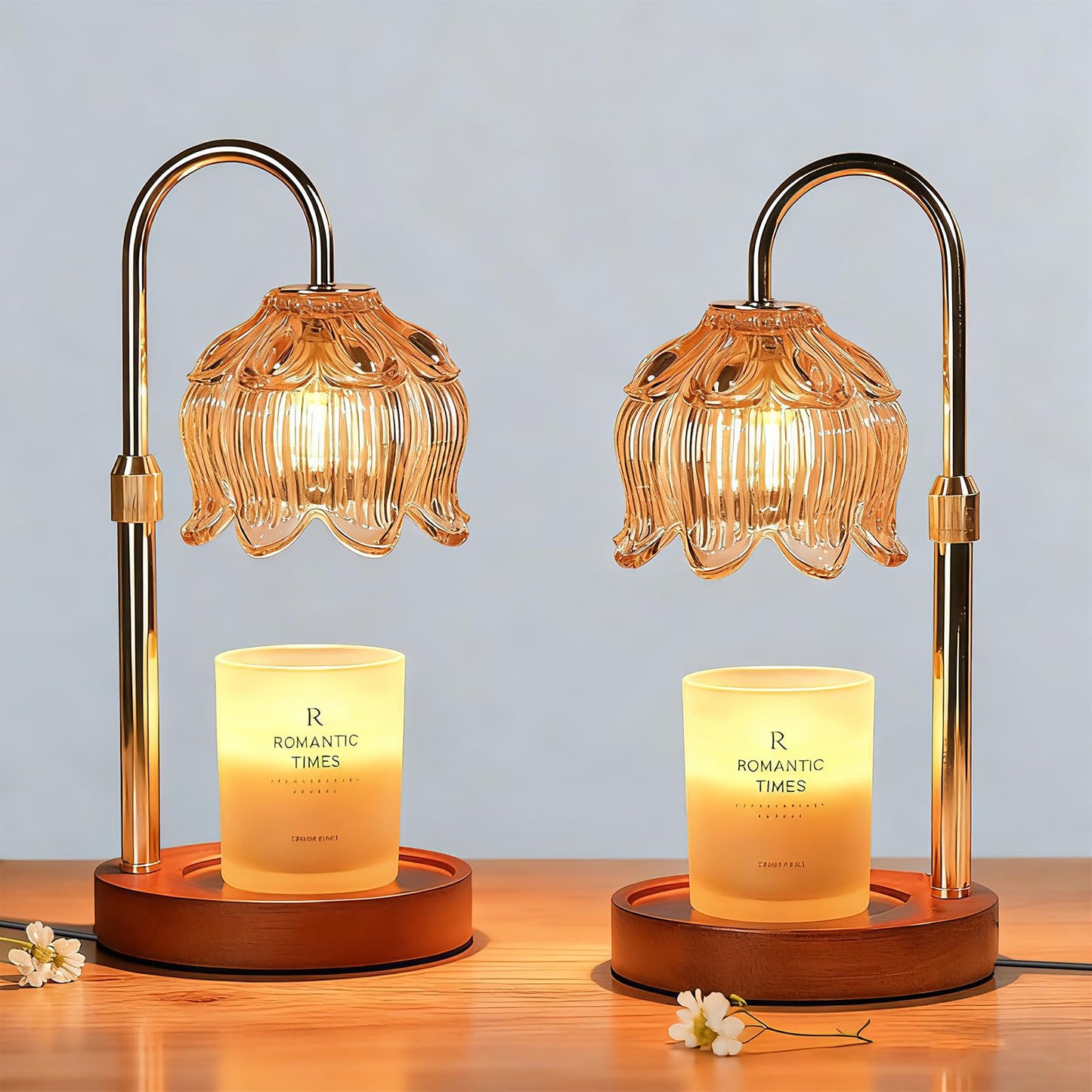 Adjustable Dimmable Table Lamp with 4 Bulbs Gold Candle Warmer Home Decor NEW