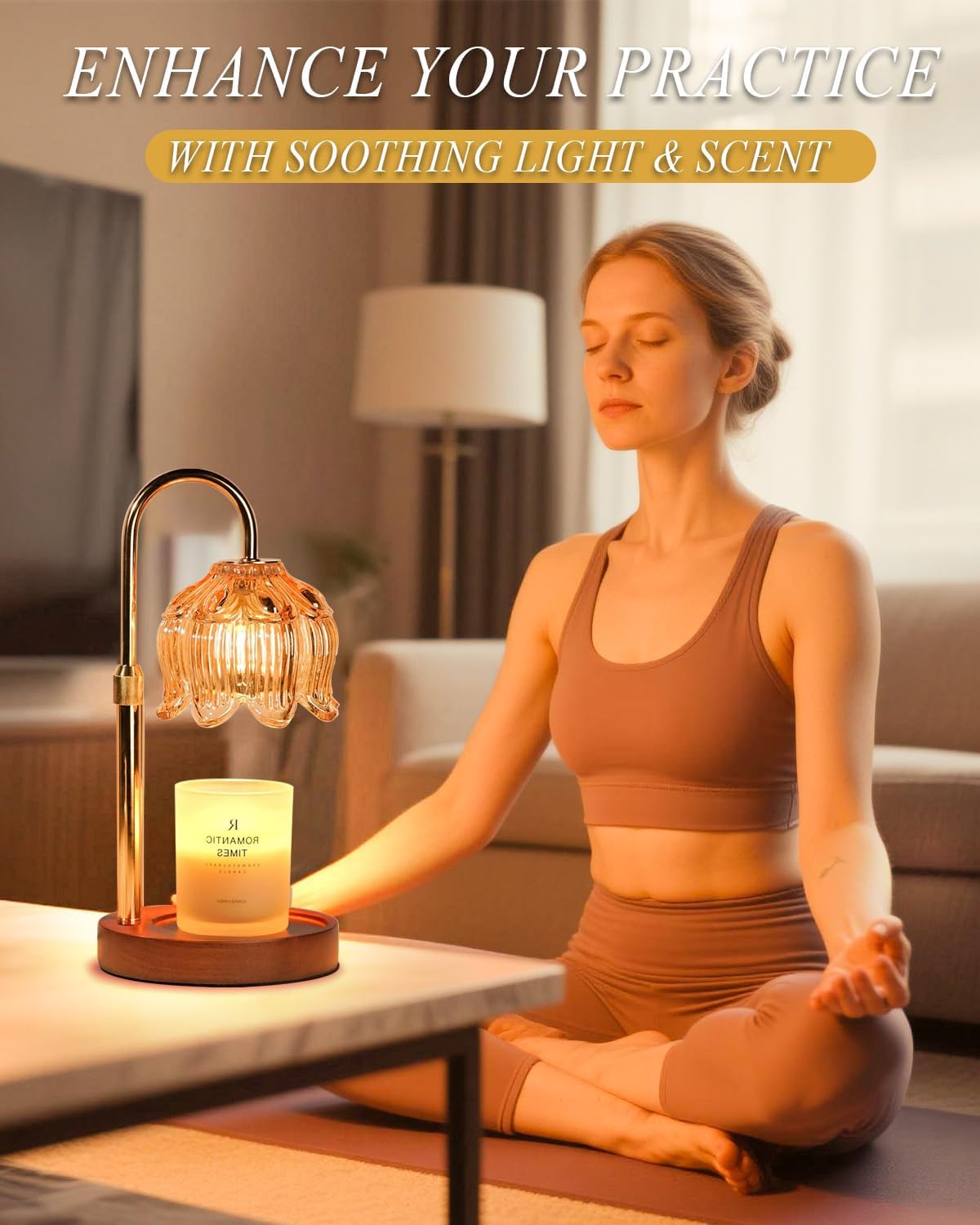 Adjustable Dimmable Table Lamp with 4 Bulbs Gold Candle Warmer Home Decor NEW