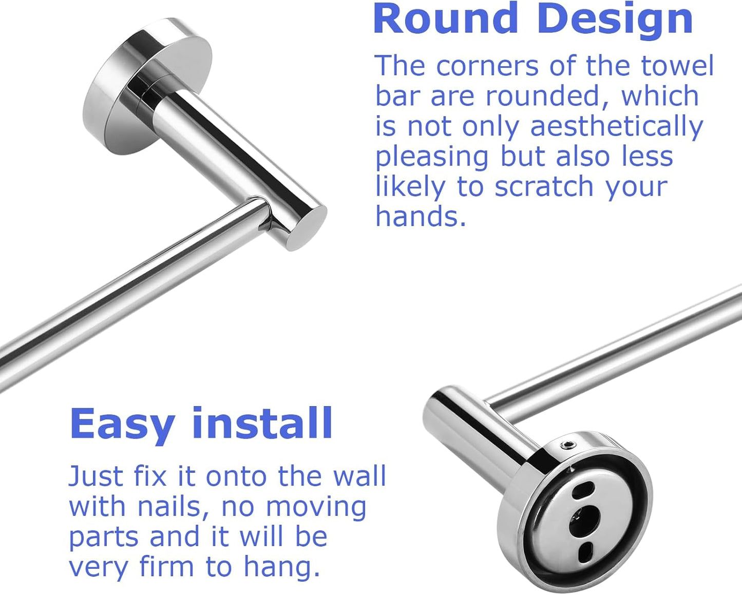 Stainless Steel Bathroom Towel Rack Wall Mount Chrome Holder 600mm - DEMO