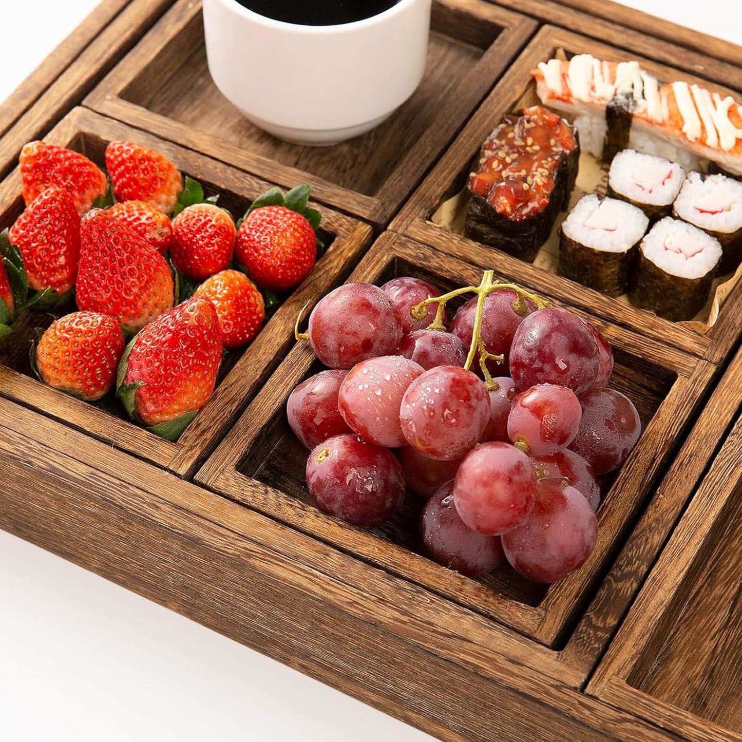 Rustic Wooden Serving Trays Rectangular Platters for Snacks Dining Home DEMO