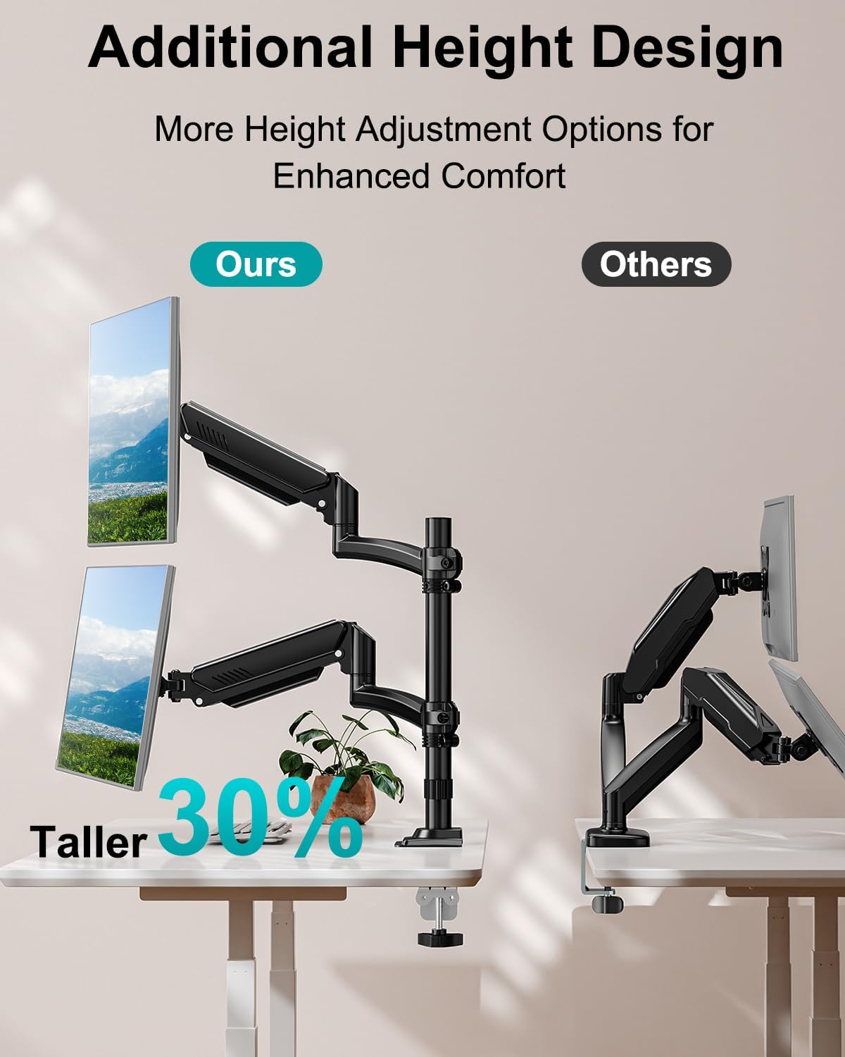 MOUNT PRO Dual Monitor Stand for Desk Taller Arms up to 32 Inch Screens NEW