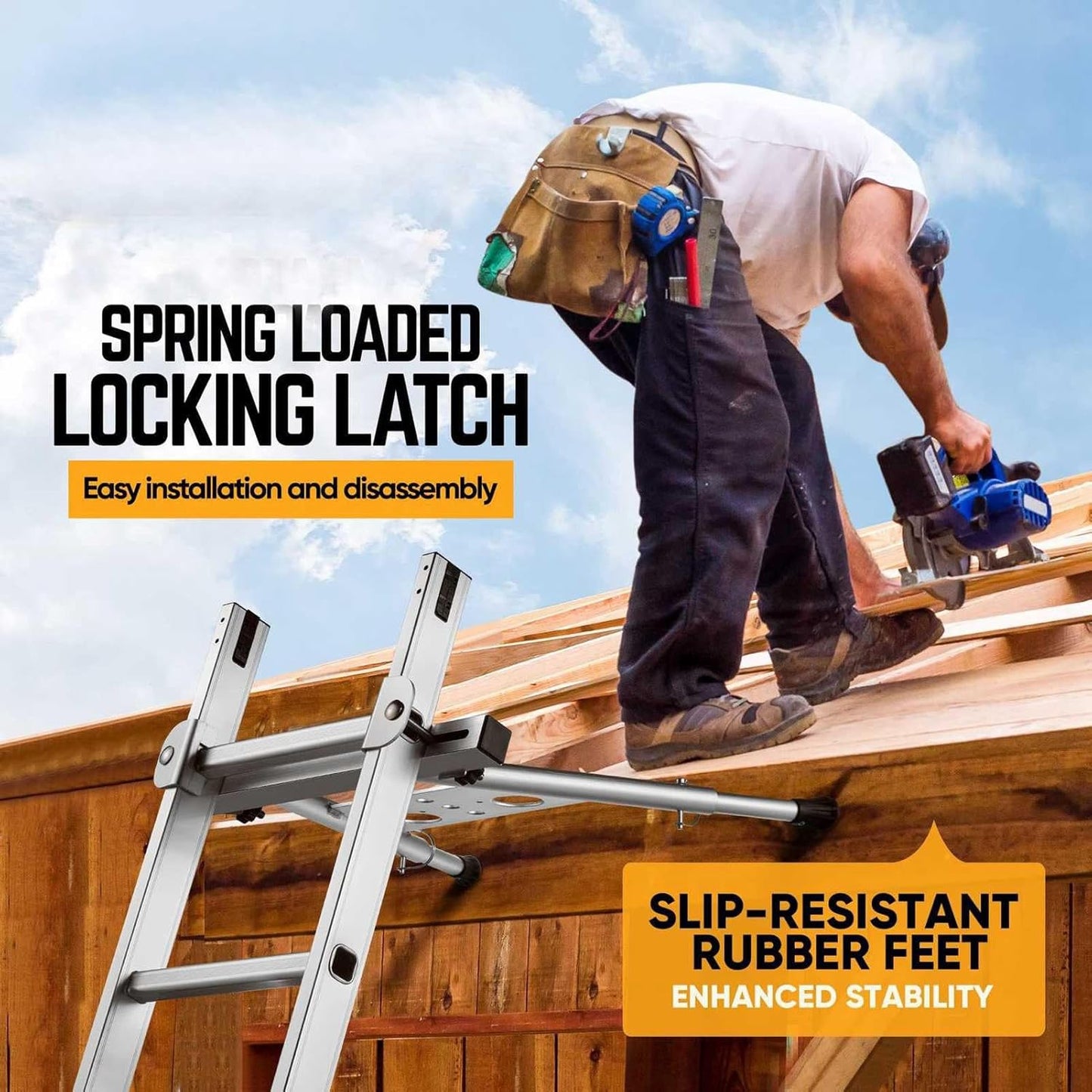 Focket Adjustable Steel Ladder Standoff, 20-27 Inch, Building Supplies for DEMO