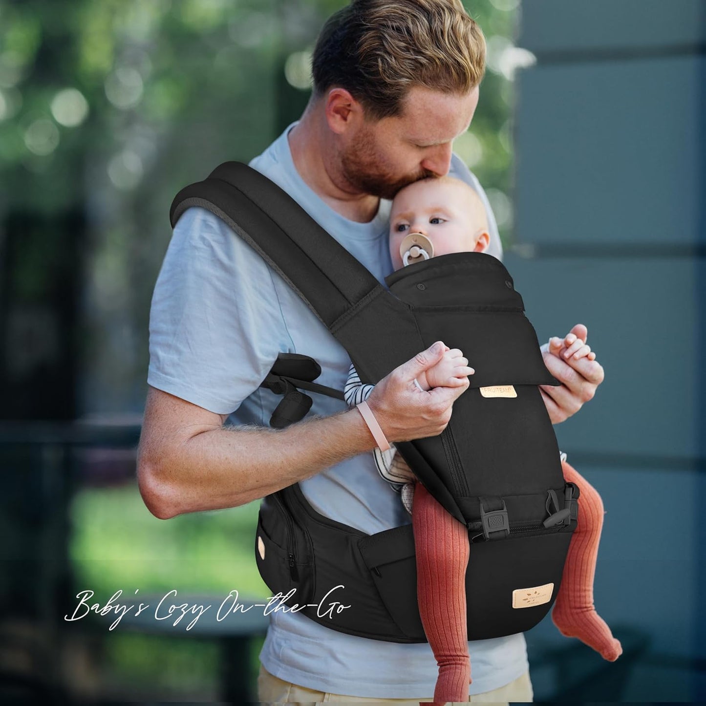 FRUITEAM 6-in-1 Ergonomic Navy Blue Baby Carrier with Waist Stool for DEMO