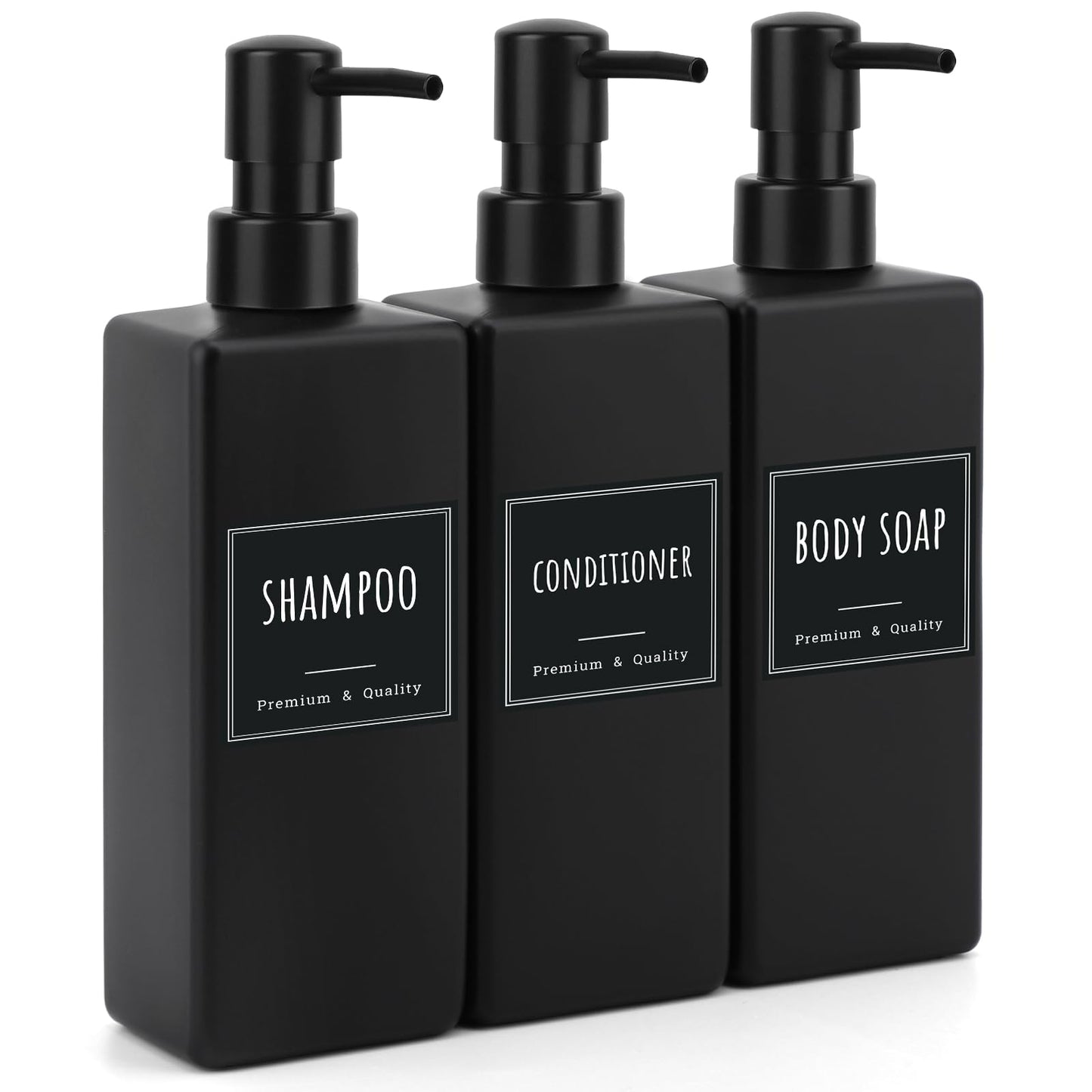 Matte Black Pump Dispensers Set of 3 - 500ml Hand Soap Dispenser for NEW