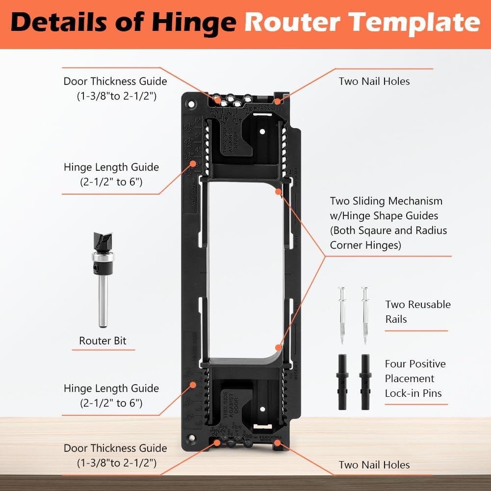 Adjustable Black Door Hinge Jig Mortiser Installation Tool for DIY Home NEW