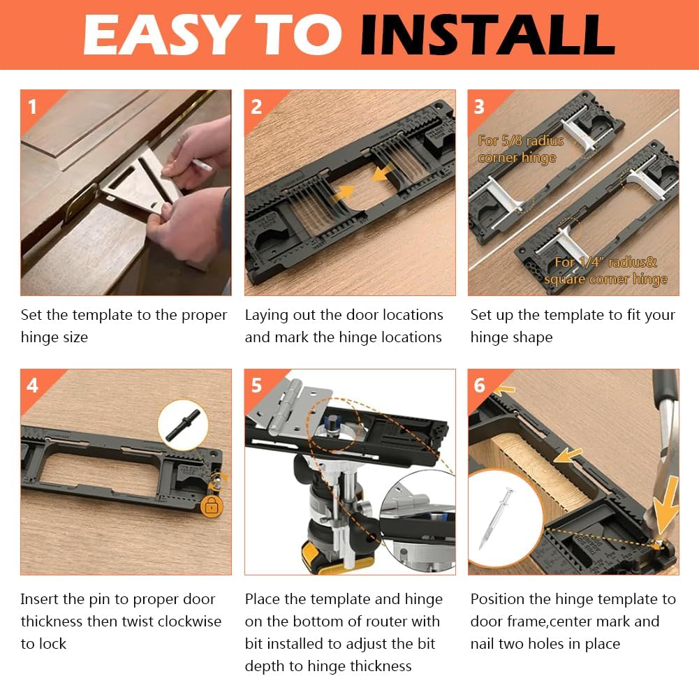 Adjustable Black Door Hinge Jig Mortiser Installation Tool for DIY Home NEW