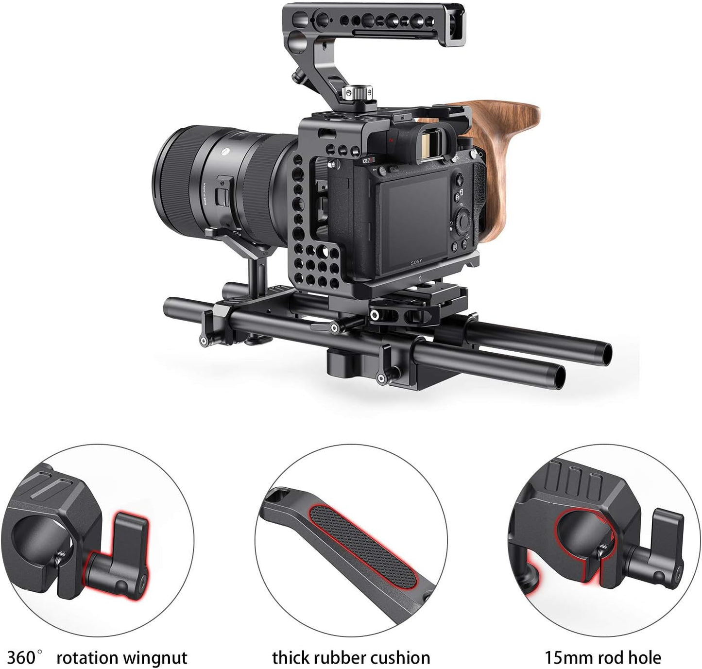 SMALLRIG 15mm Lens Support Bracket - Height Adjustable for DSLR Cameras DEMO