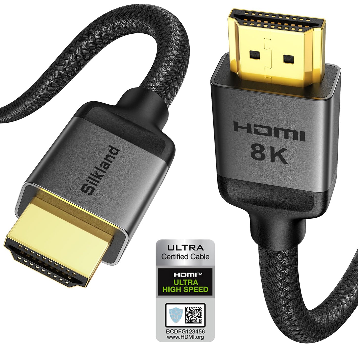 Silkland HDMI 2.1 Cable 4K@240Hz 8K@60Hz Ultra High Speed Certified Grey NEW