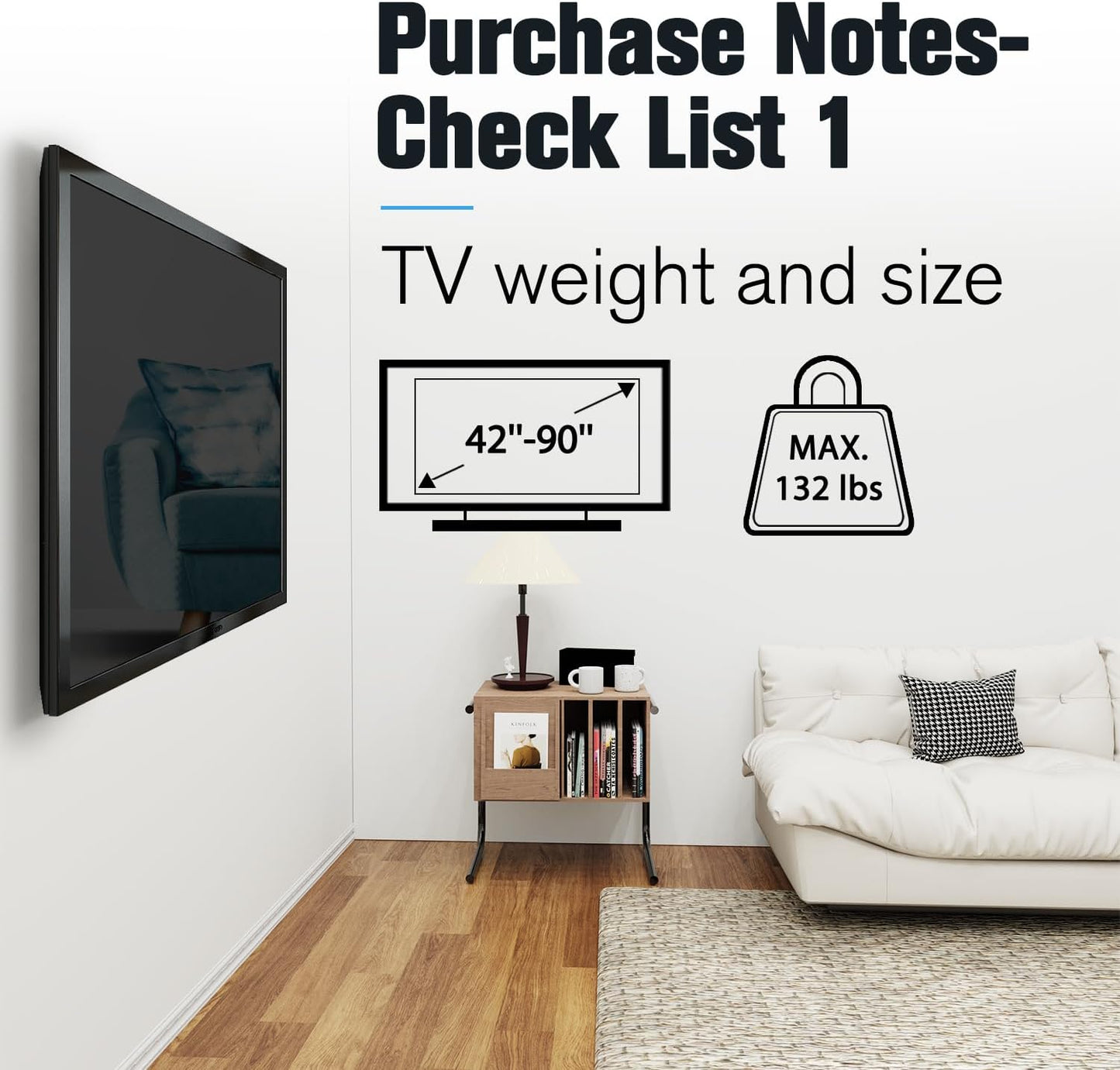 Mounting Dream TV Wall Mount Bracket for 42-90 Inch Flat Screen TVs Black NEW