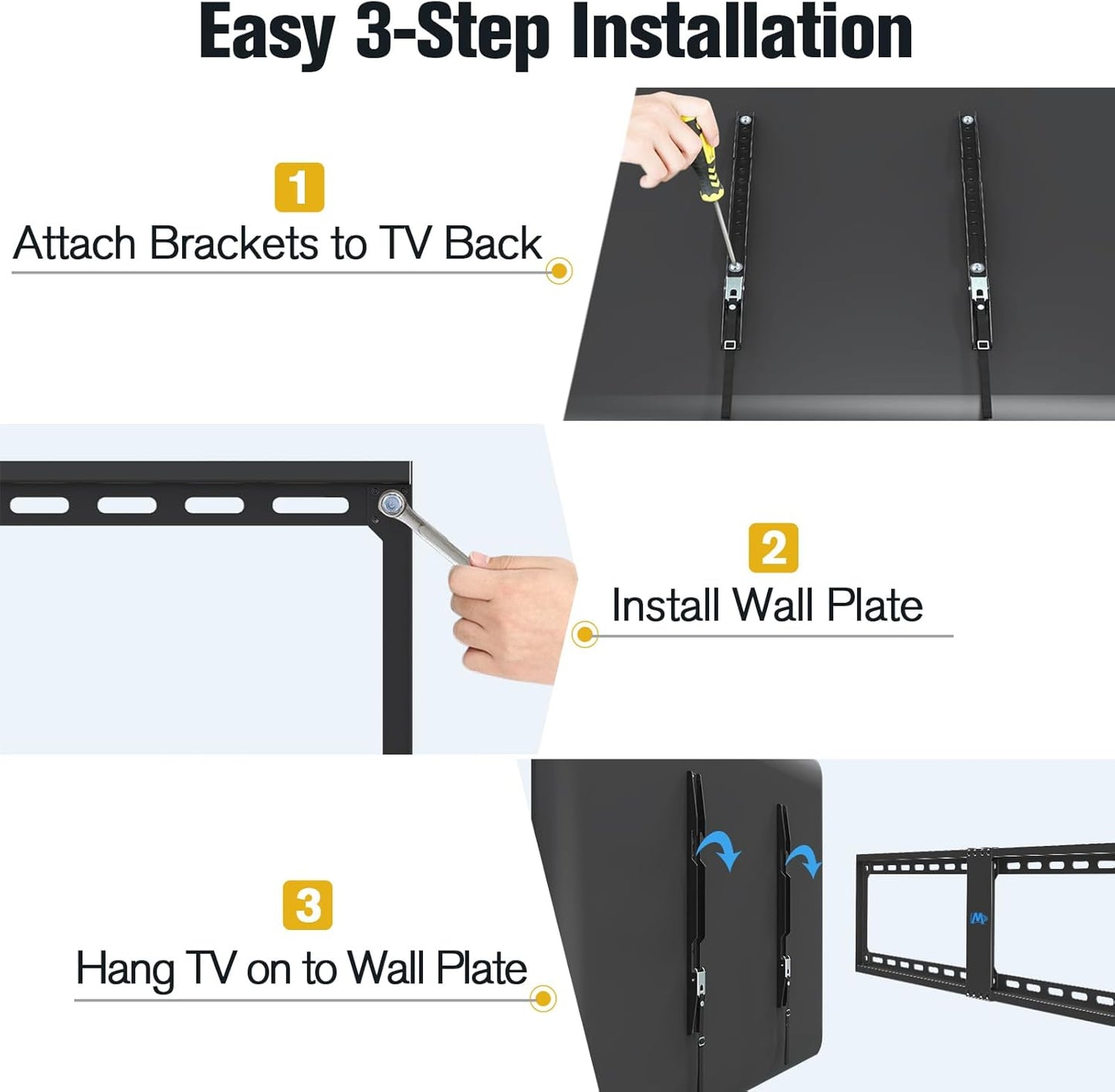 Mounting Dream TV Wall Mount Bracket for 42-90 Inch Flat Screen TVs Black NEW