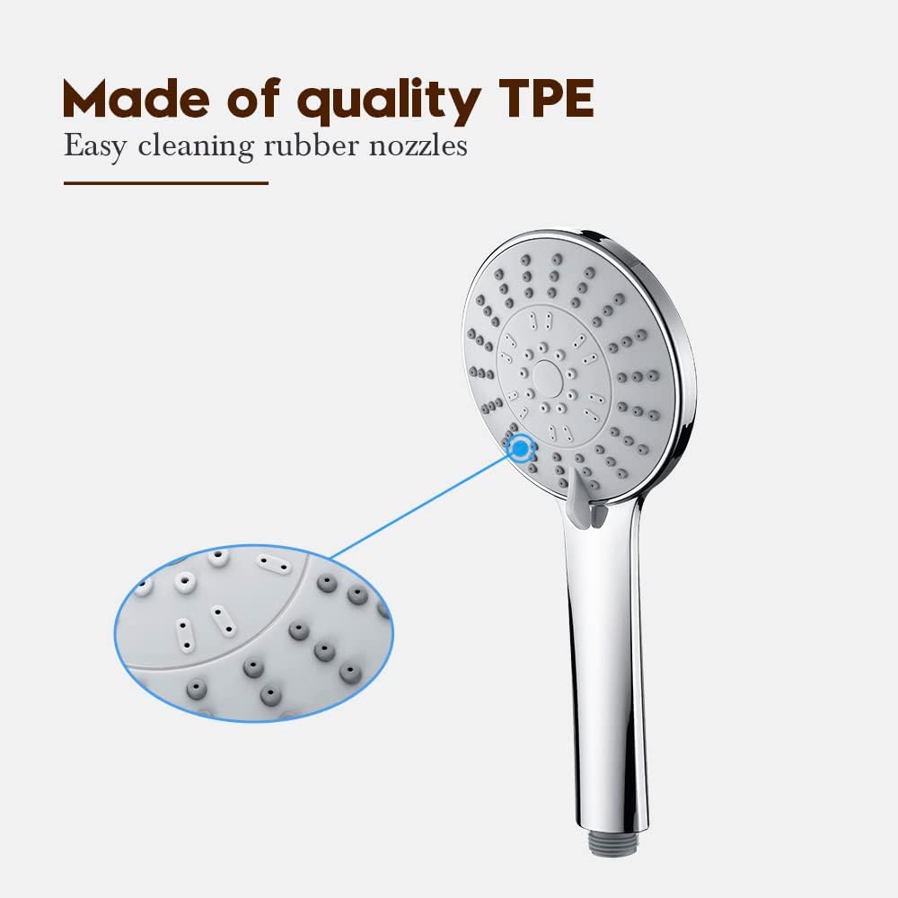 Decaura 5-Mode Spray High-Pressure Massage Round ABS Showerhead Chrome NEW