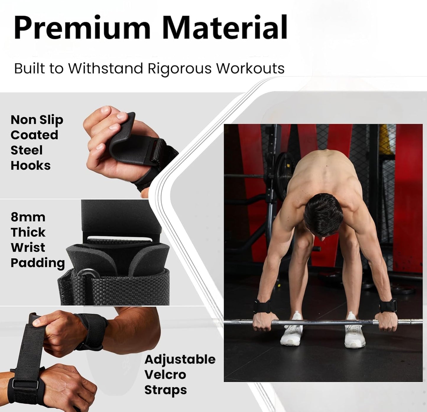 VALEO Nylon Weight Lifting Hooks Straps with Hand Grip Support, One Size DEMO