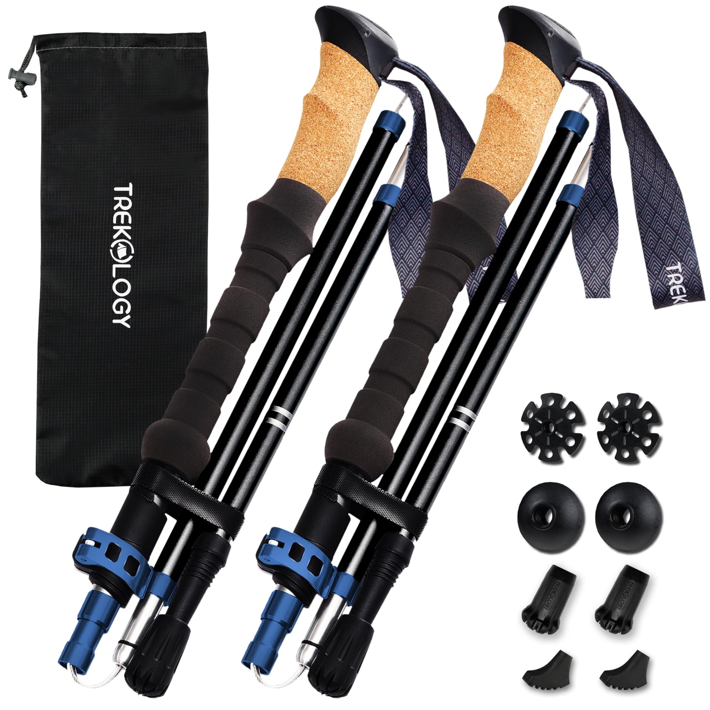Trekology Collapsible Trekking Poles Lightweight Aluminum Cork Grip Size DEMO