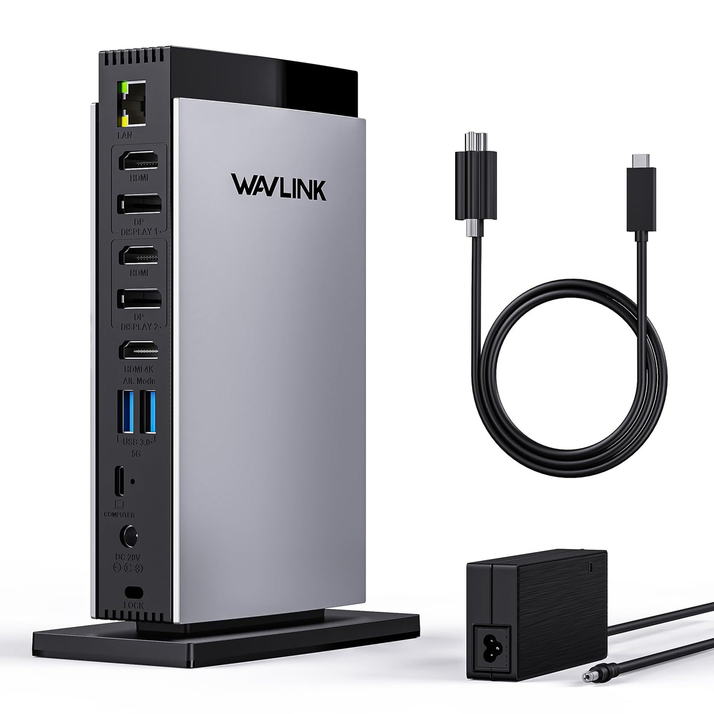 WAVLINK USB-C Triple Monitor Docking Station with 130W Power Delivery for