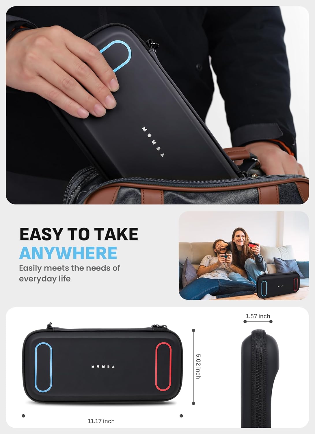 Mumba Protective Cases Carrying Case for Nintendo Switch 2 in Black - DEMO