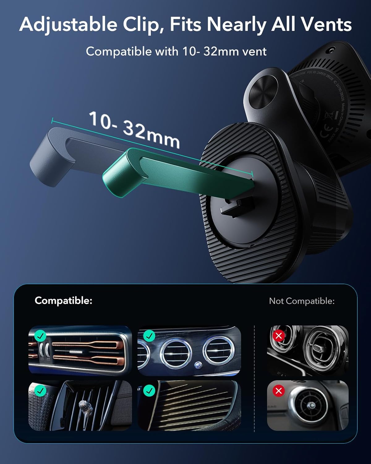 ESR 25W Automobile Chargers MagSafe Car Mount Charger with CryoBoost Qi2.2 DEMO