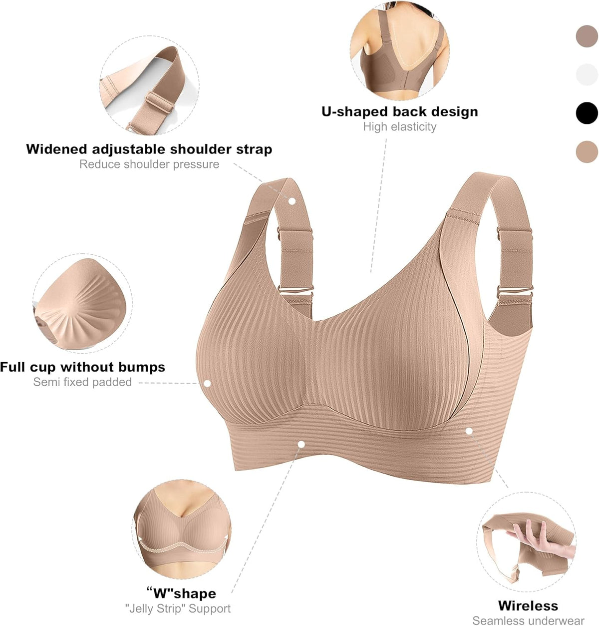 Fittingirls Wireless Everyday Bras Full Coverage Seamless Comfort Support NEW