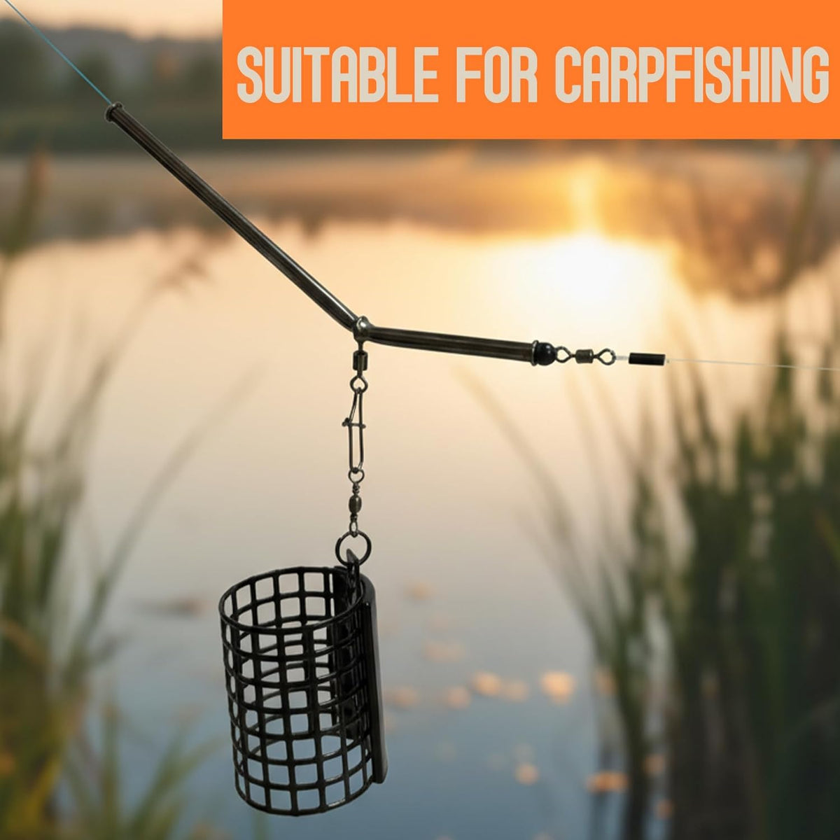 croch Black Metal Terminal Tackle Fishing Feeder Boom with Snap Connectors NEW