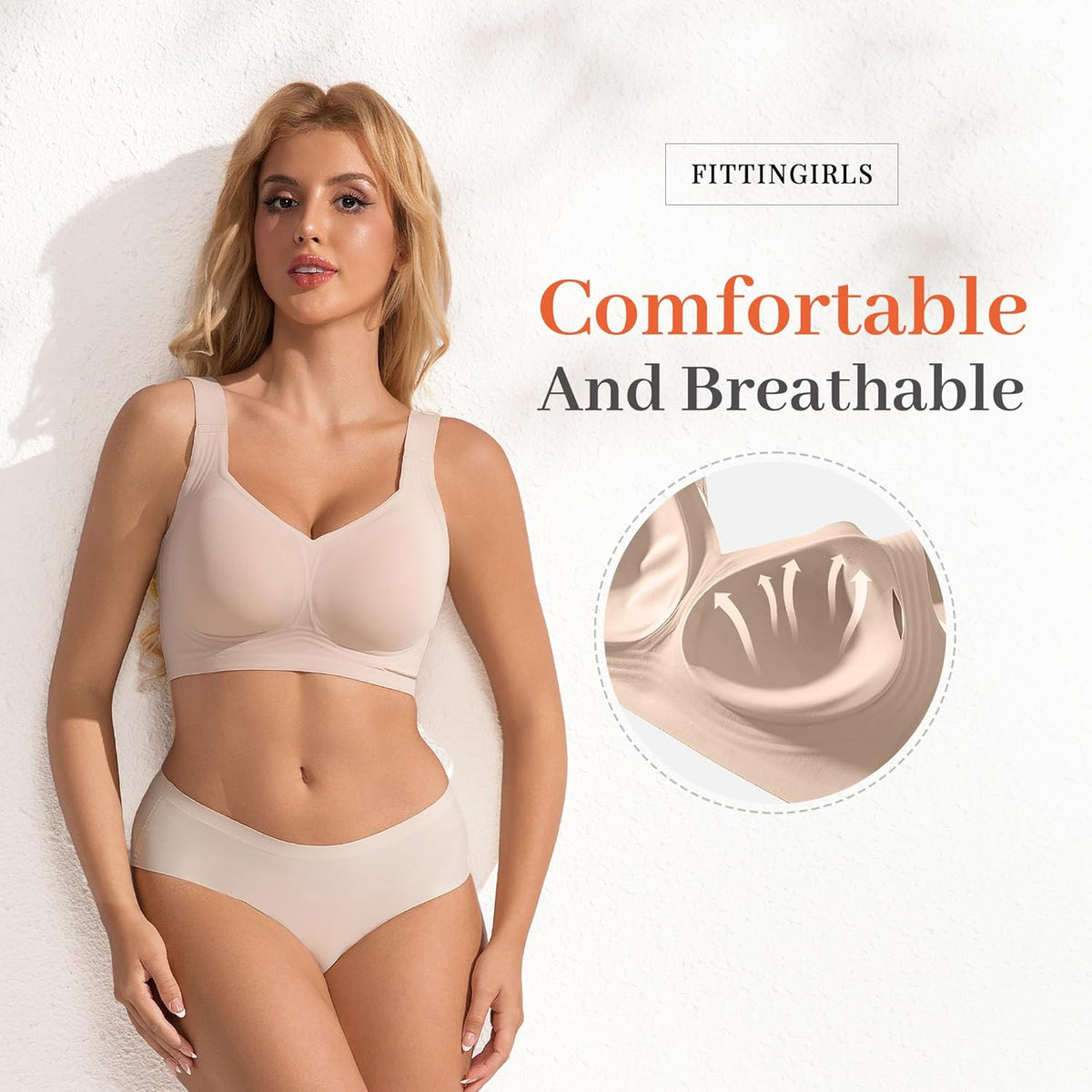 Fittingirls Seamless Full Coverage Everyday Bra Nude Comfortable Size 2XL NEW