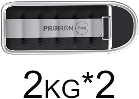 PROIRON Reflective Wrist & Ankle Weights, 2 x 2kg, Black - Adjustable DEMO