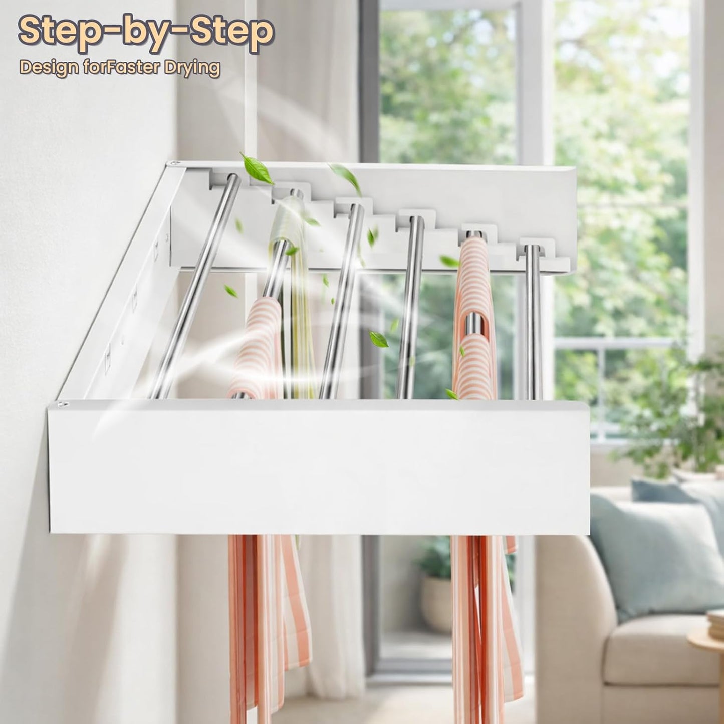 Wall-Mounted Folding Clothes Drying Rack Acrylonitrile Butadiene Styrene NEW
