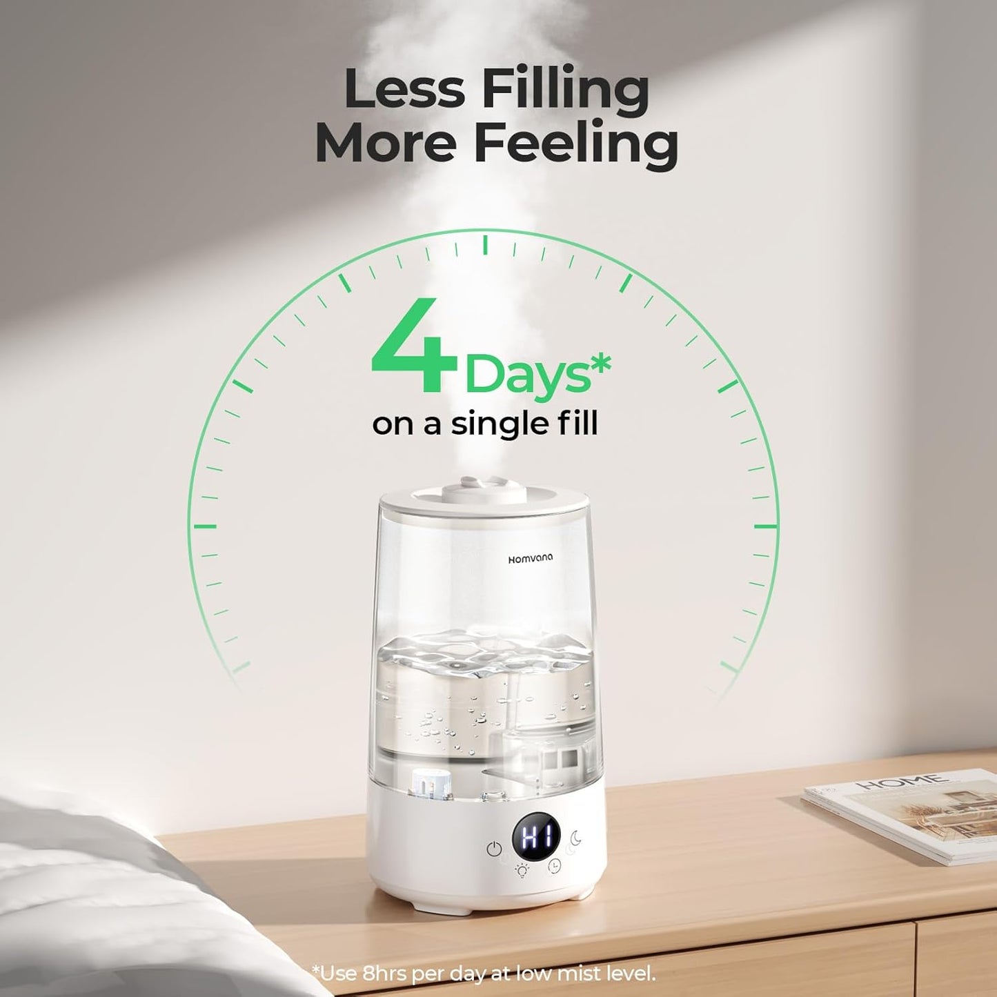 Homvana 3.6L Top-Fill Cool Mist Humidifier for Single Rooms in Grey Size NEW
