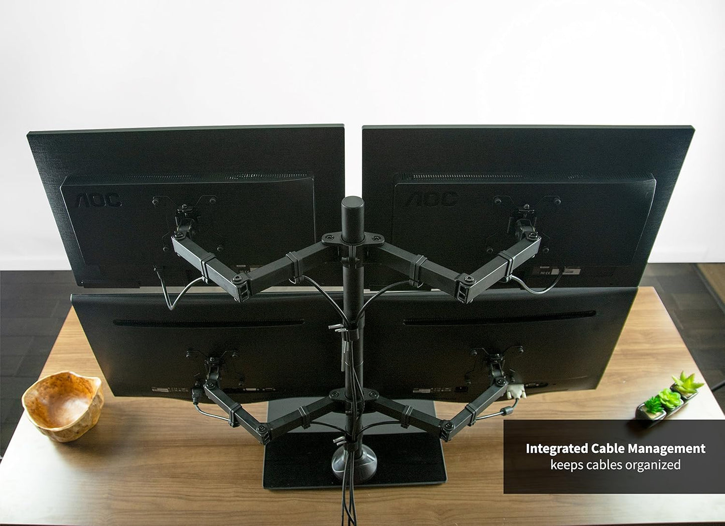 VIVO Adjustable Quad Monitor Desk Stand Mount Heavy Duty Glass Free Standing NEW