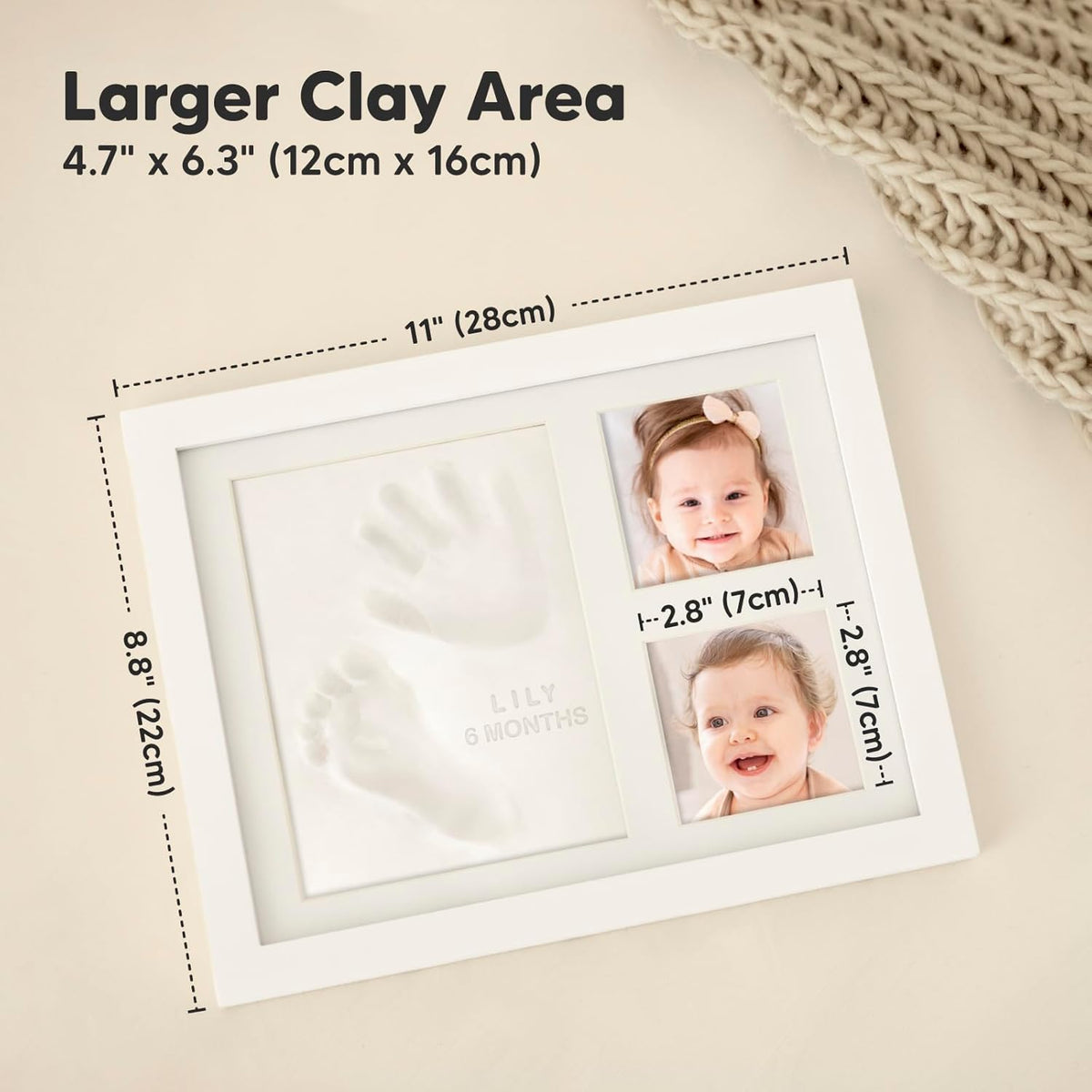 KeaBabies Handprint and Footprint Keepsake Frame Alpine White Size 28x22cm NEW
