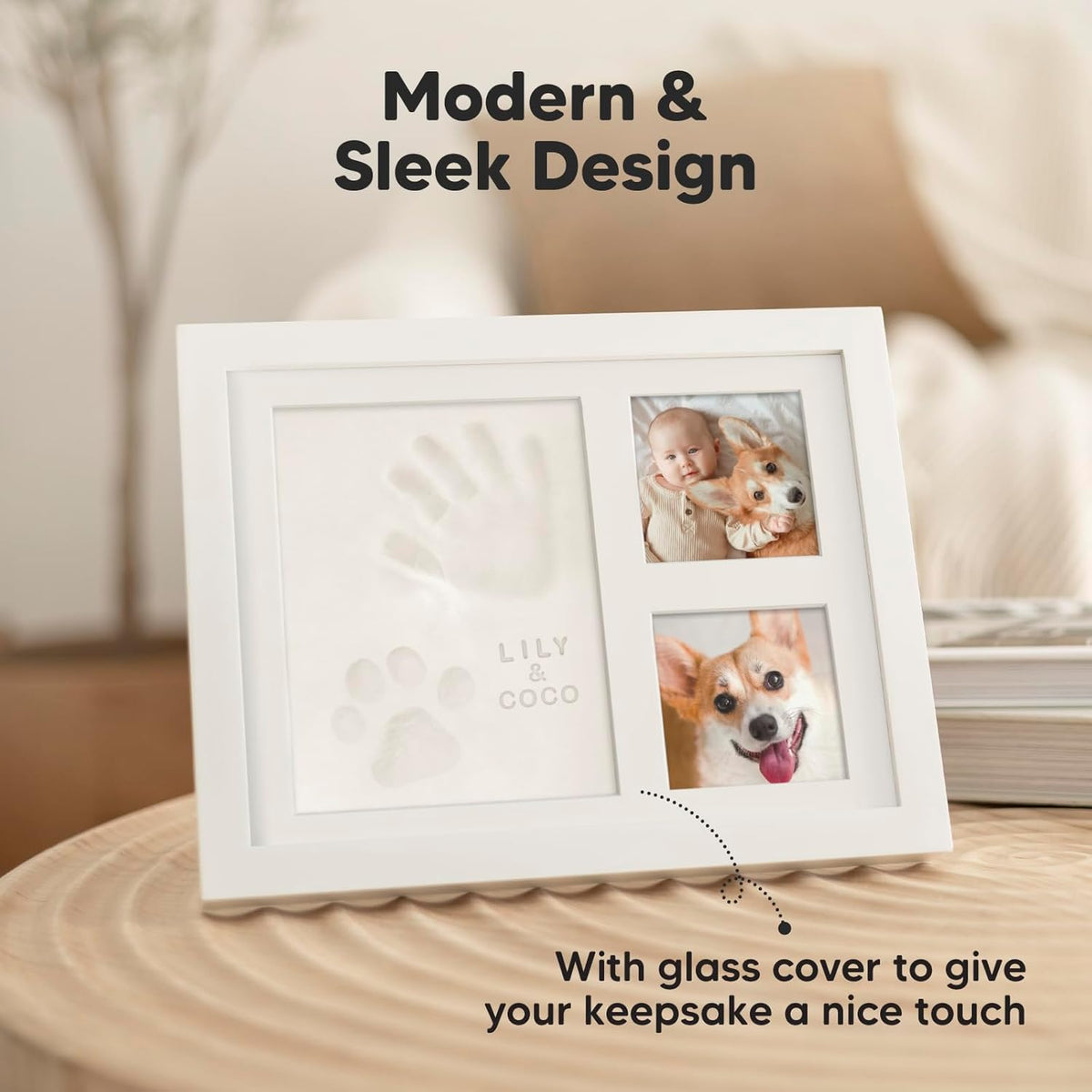 KeaBabies Handprint and Footprint Keepsake Frame Alpine White Size 28x22cm NEW