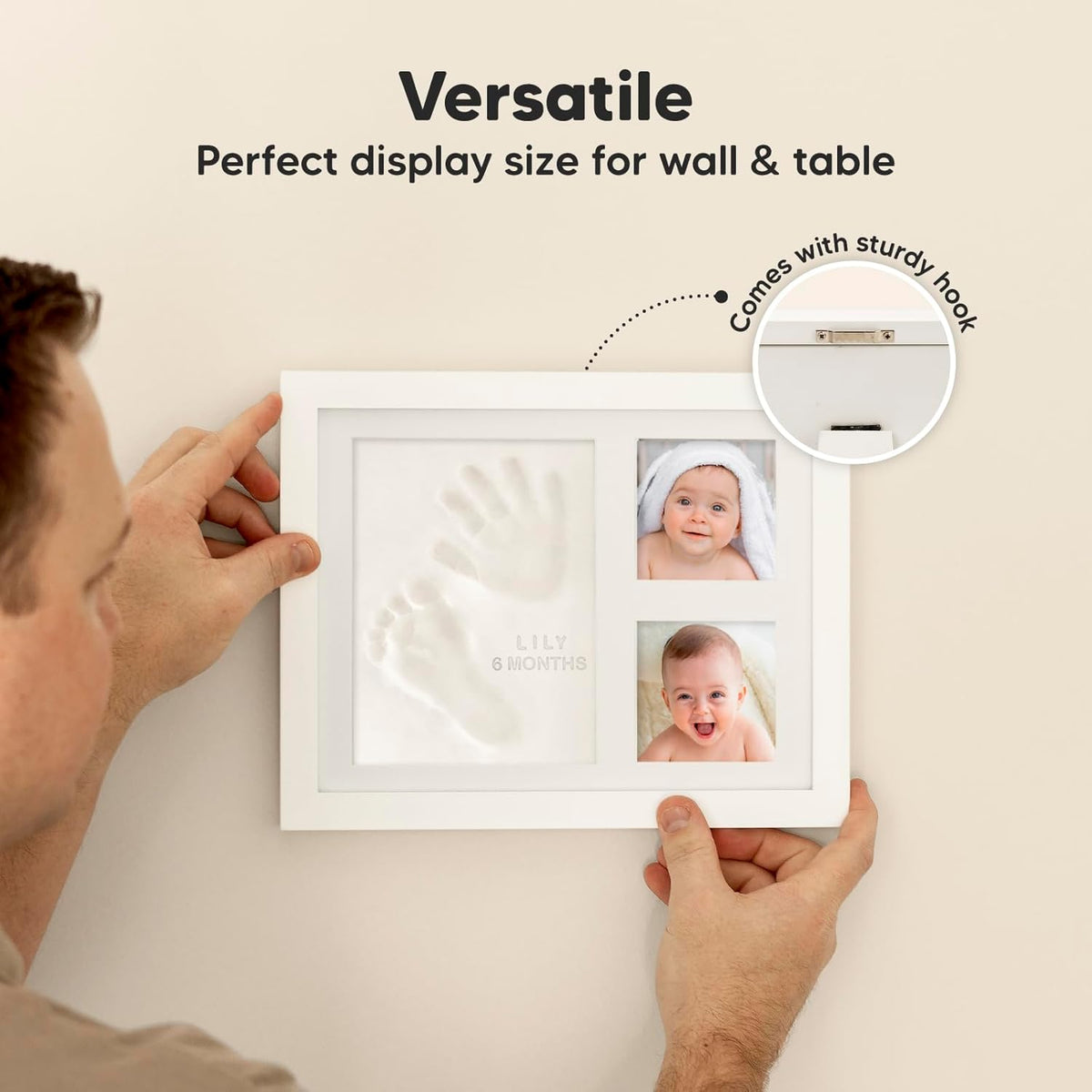 KeaBabies Handprint and Footprint Keepsake Frame Alpine White Size 28x22cm NEW