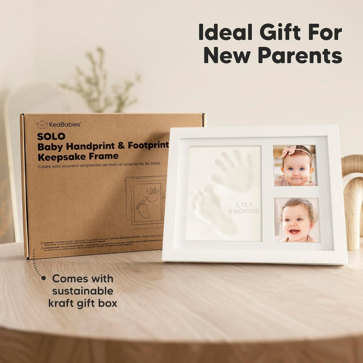 KeaBabies Handprint and Footprint Keepsake Frame Alpine White Size 28x22cm NEW