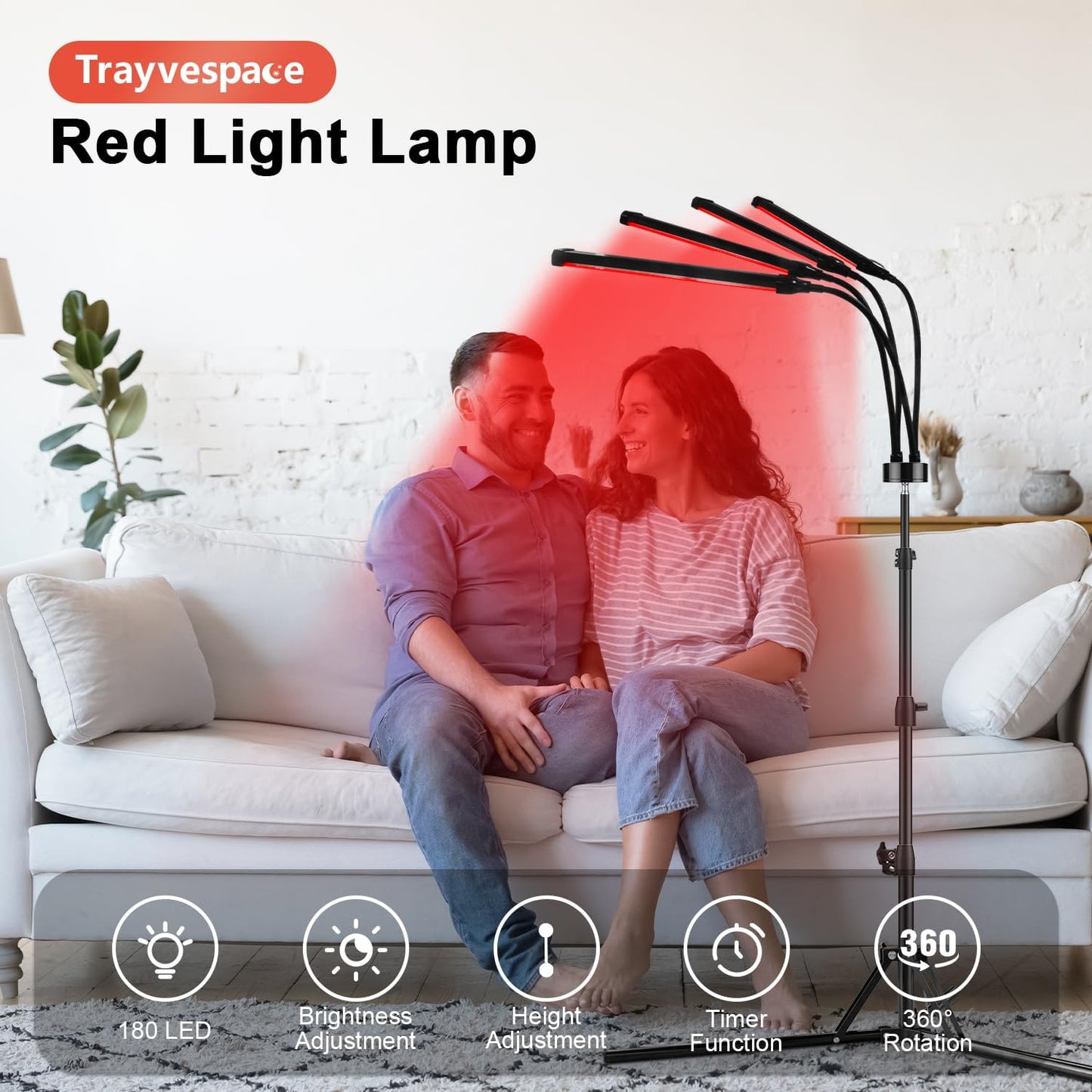 660nm Red & 850nm Infrared Light Therapy Lamp for Pain Relief in Black DEMO