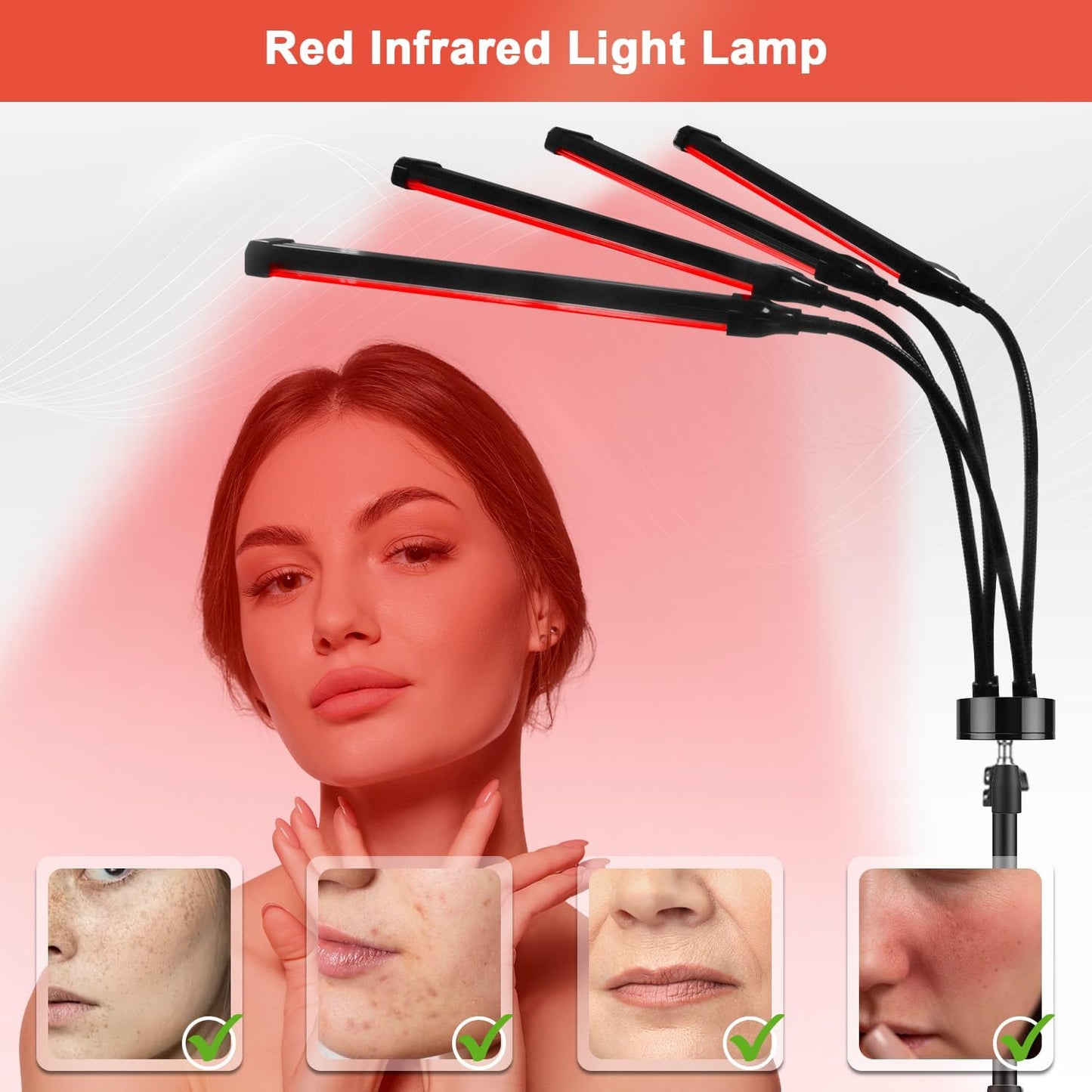660nm Red & 850nm Infrared Light Therapy Lamp for Pain Relief in Black DEMO