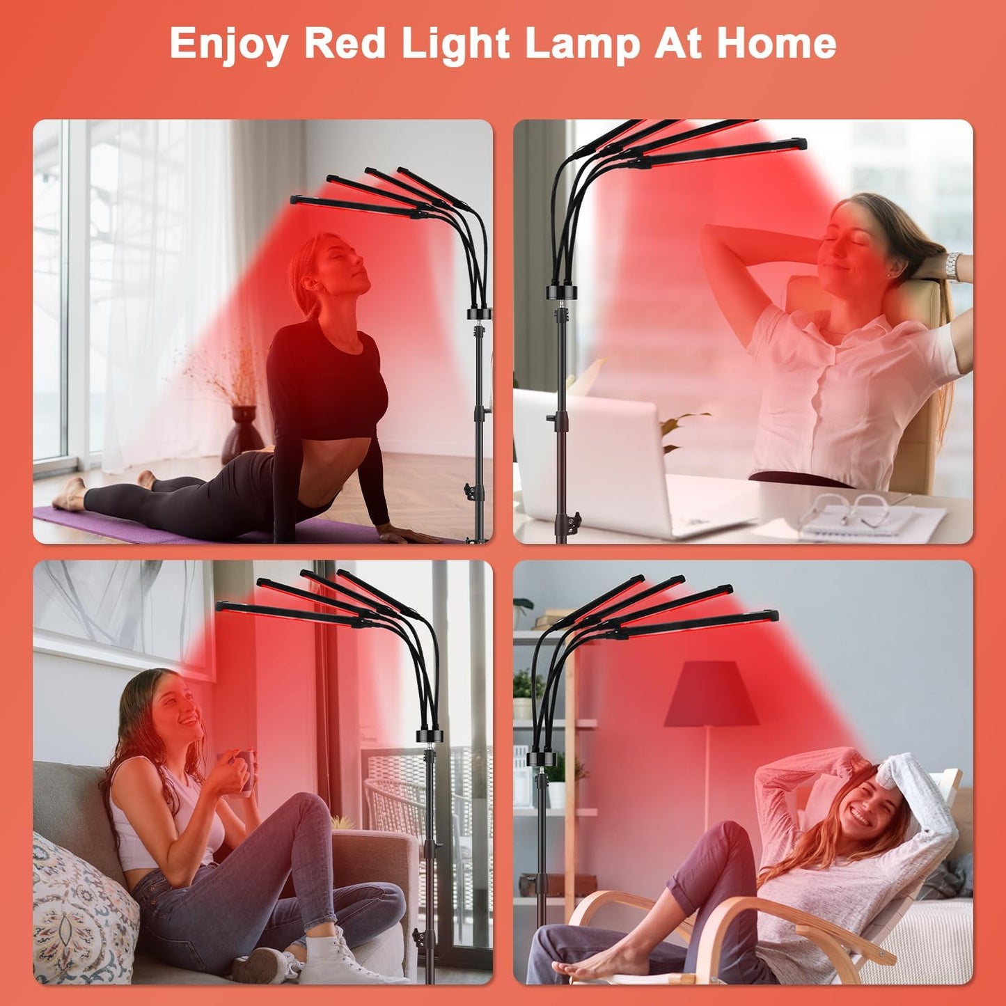 660nm Red & 850nm Infrared Light Therapy Lamp for Pain Relief in Black DEMO