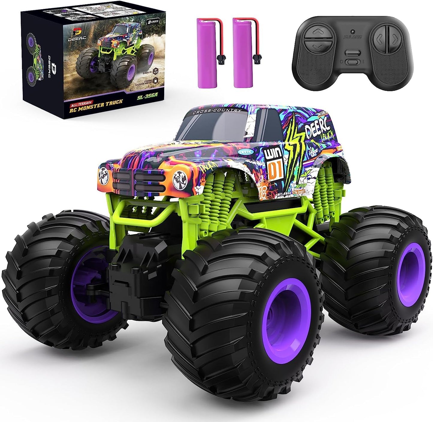 DEERC 1:16 Trucks Scale RC Monster Truck Toy All Terrain Remote Control DEMO