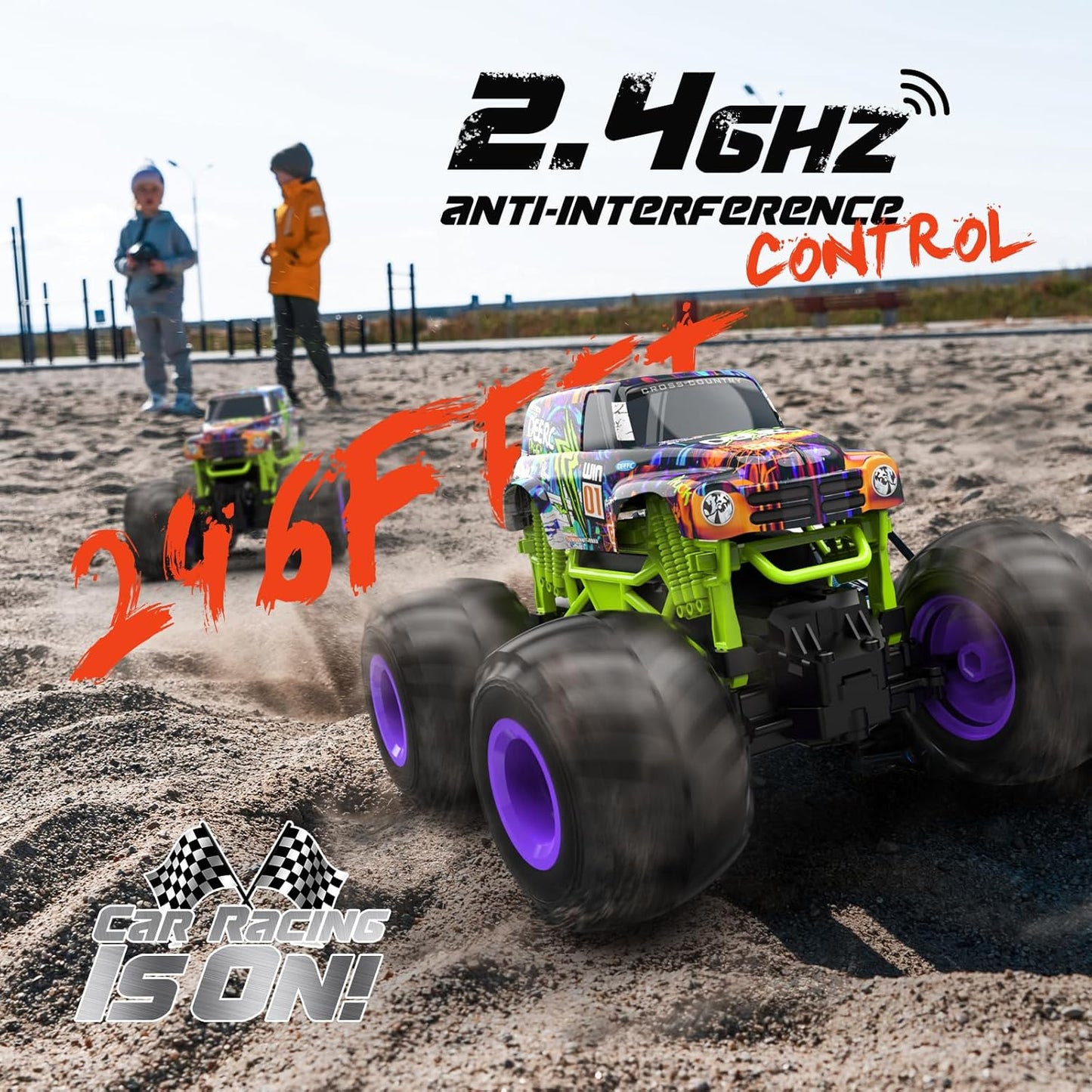 DEERC 1:16 Trucks Scale RC Monster Truck Toy All Terrain Remote Control DEMO
