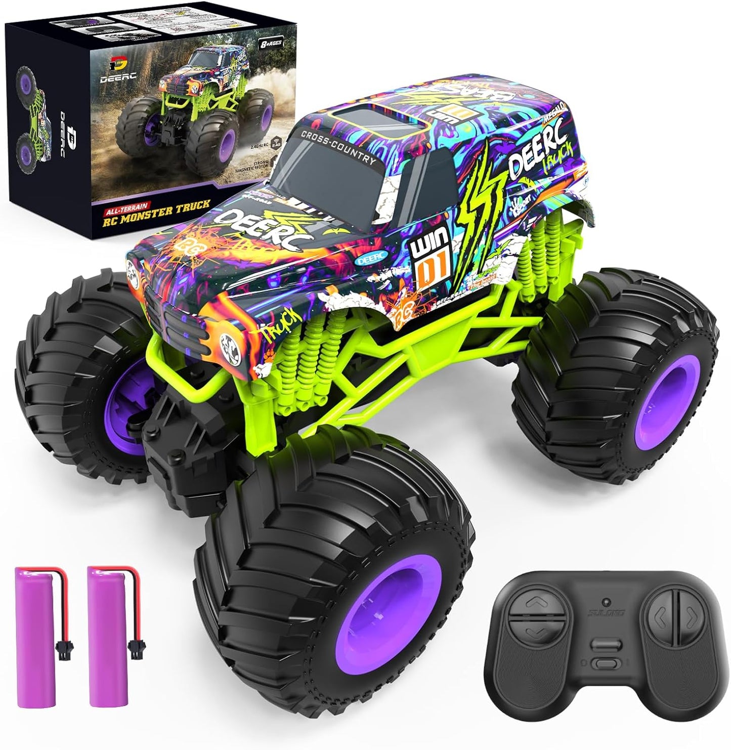 DEERC 1:16 Trucks Scale RC Monster Truck Toy All Terrain Remote Control DEMO