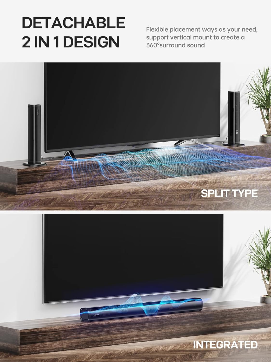 MEVOSTO 80W Dual Woofer Soundbar Speakers for Home Theater Audio System, DEMO