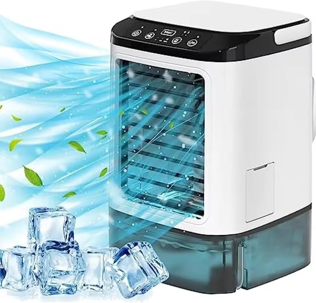 Portable 900ml Personal Fan with Ice Box, Atomizer & Water Tank - White DEMO
